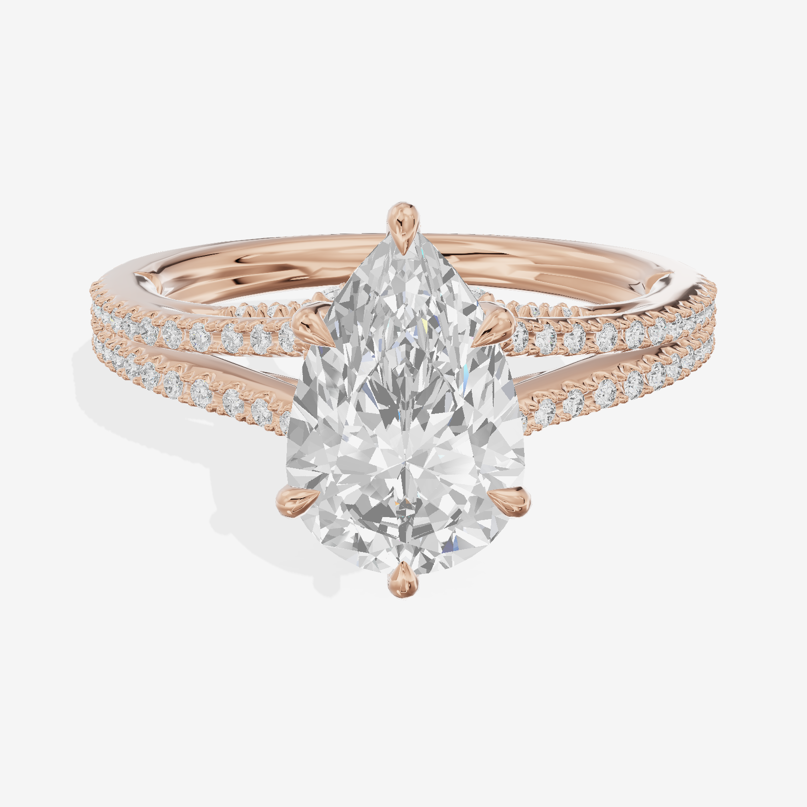 Aimora Cathedral 2mm Pear Solitaire Engagement Ring (1/3 ct. tw.) in 14K Rose Gold