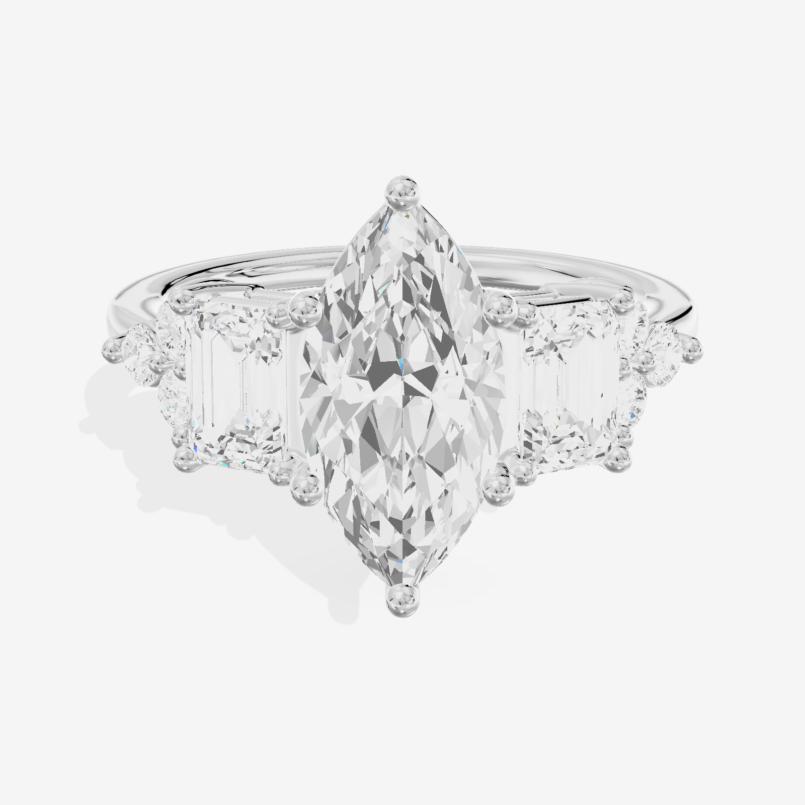 Grand Halcyon Marquise Engagement Ring with Side Stones (3/4 ct. tw.) in 18K White Gold