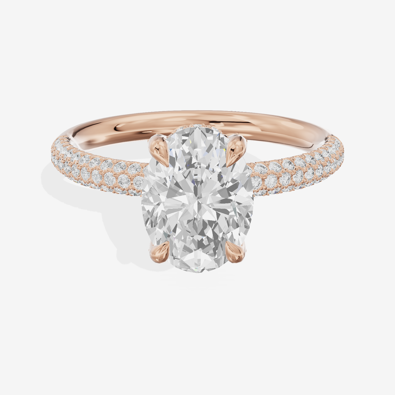 Modern Selenia Oval Engagement Ring with Side Stones (1/6 ct. tw.) in 14K Rose Gold