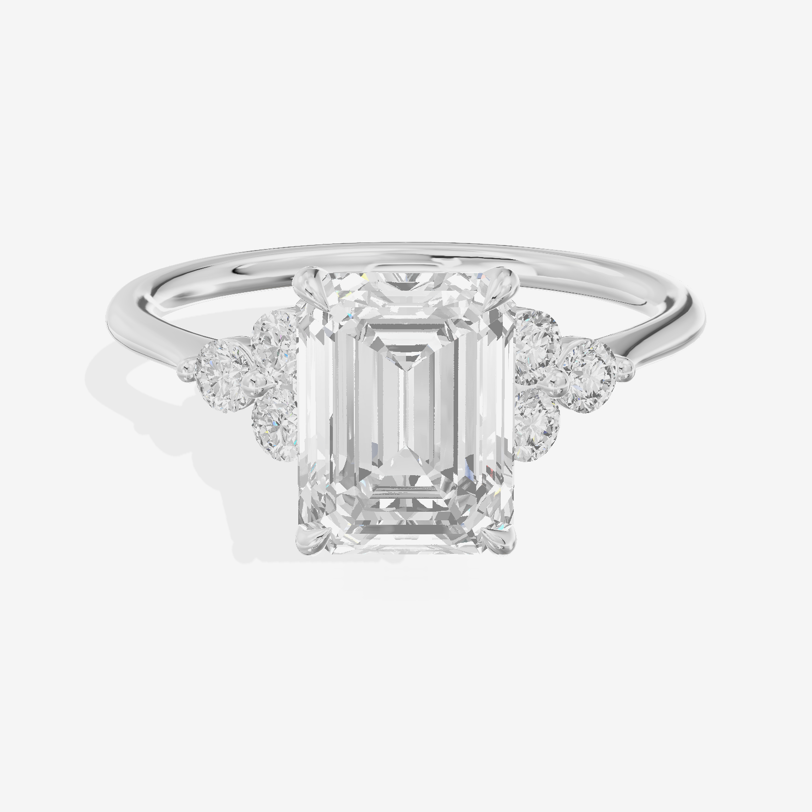 Luxe Trueheart Emerald Engagement Ring with Side Stones (1/5 ct. tw.) in Platinum