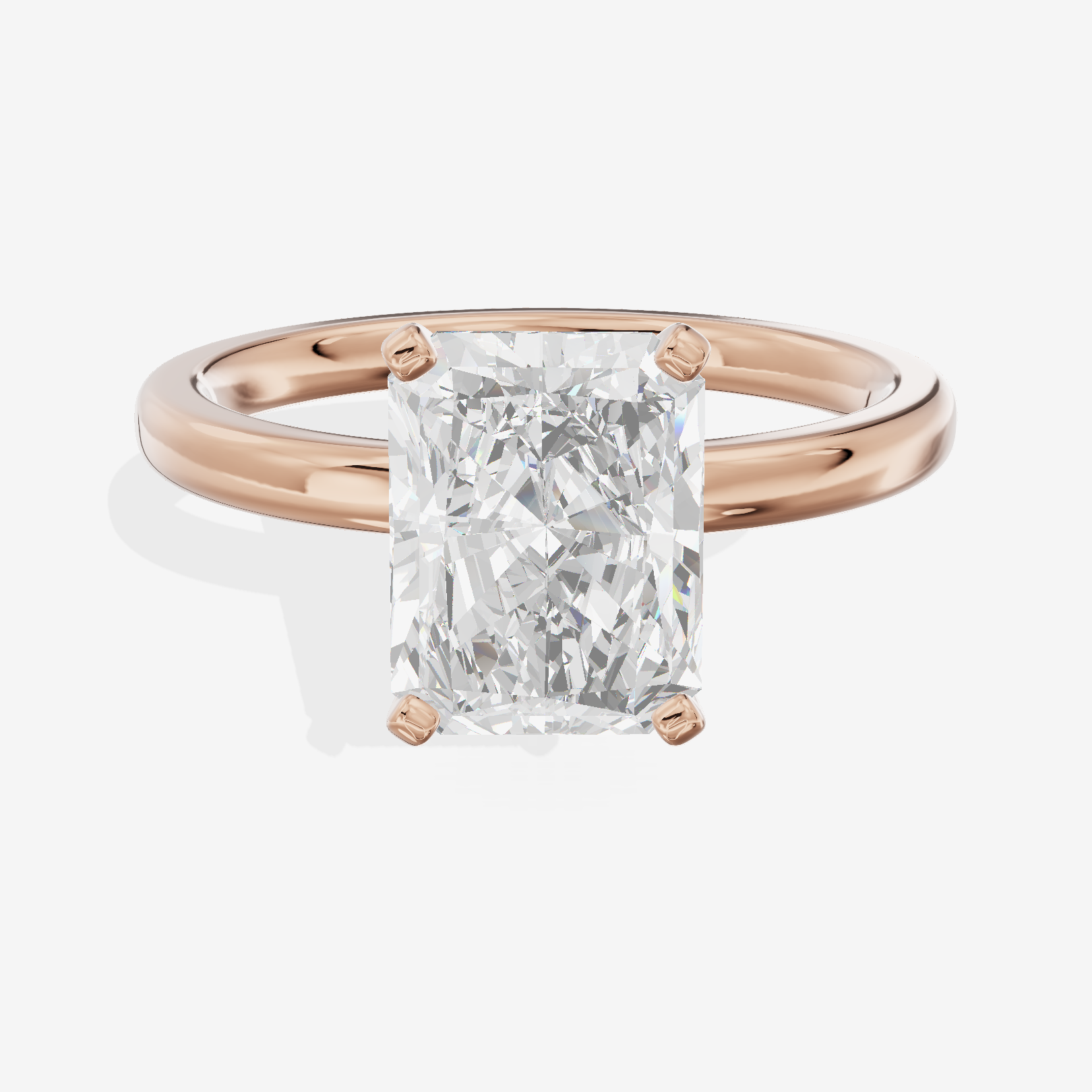 Sincere 2mm Radiant Solitaire Engagement Ring in 14K Rose Gold