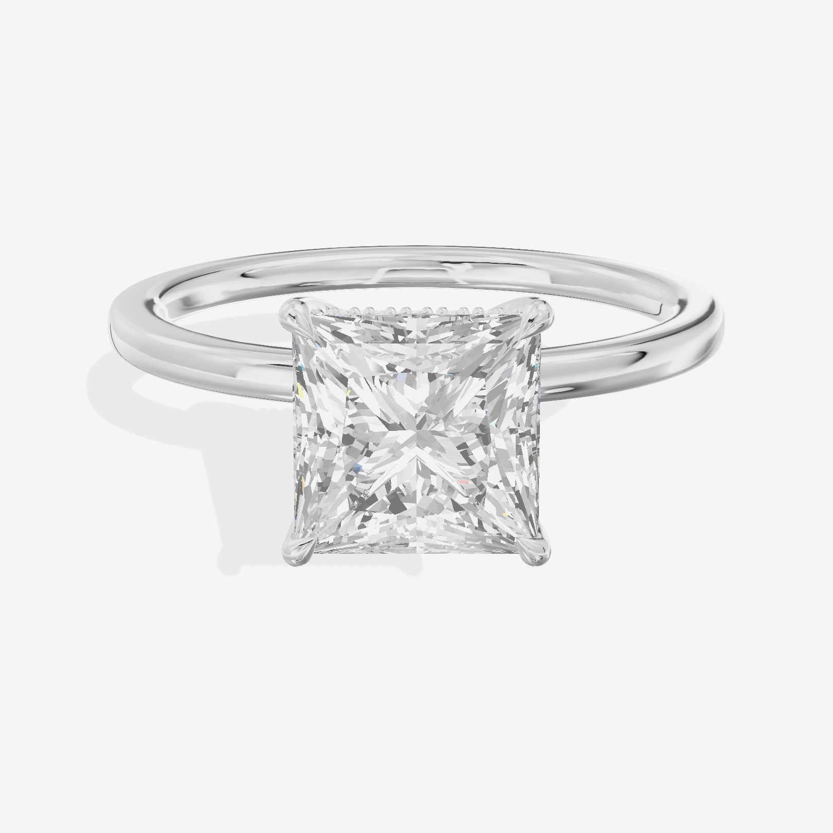 Tender Aimora Princess Engagement Ring with Hidden Halos (1/20 ct. tw.) in Platinum