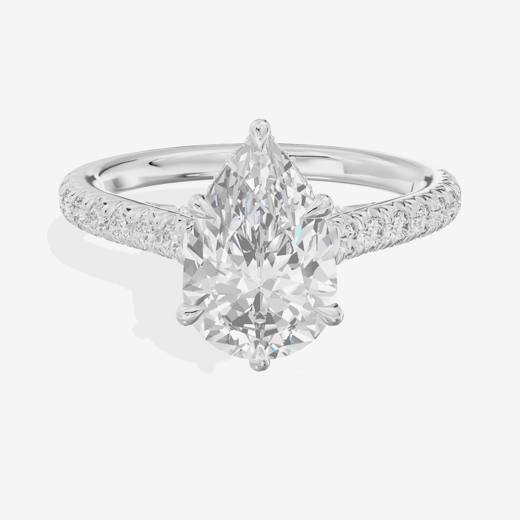 Classic Lightwoven Pear Engagement Ring with Side Stones (1/4 ct. tw.) in 18K White Gold