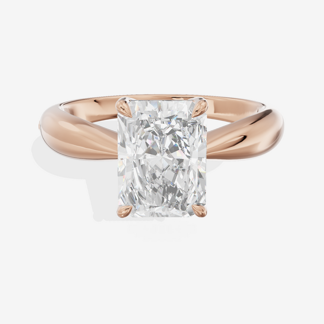 Aimora Trellis 2mm Radiant Solitaire Engagement Ring in 14K Rose Gold