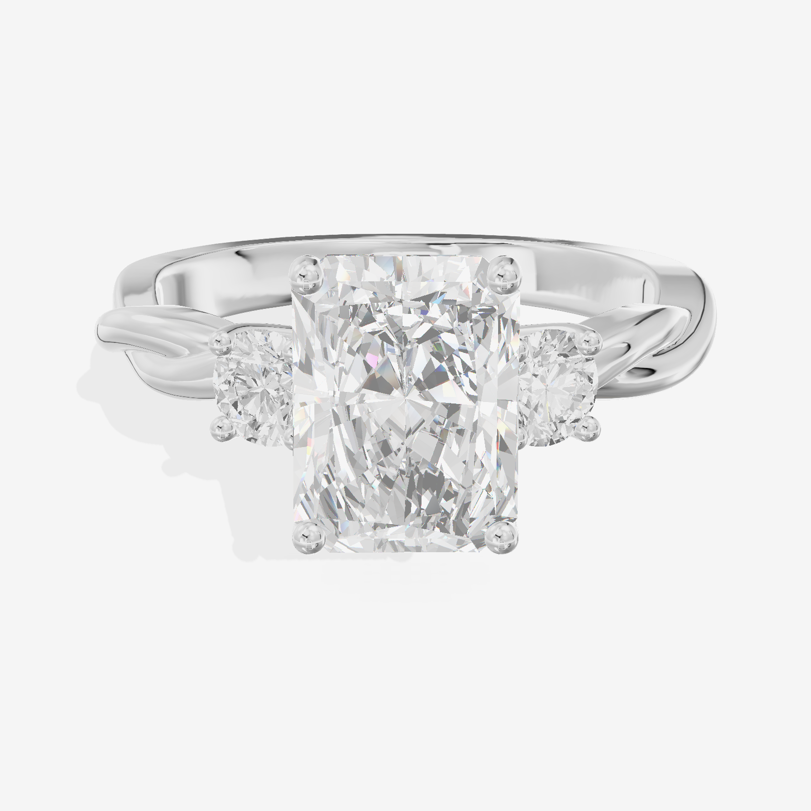 Twined Triade Radiant Three Stone Engagement Ring (1/4 ct. tw.) in Platinum