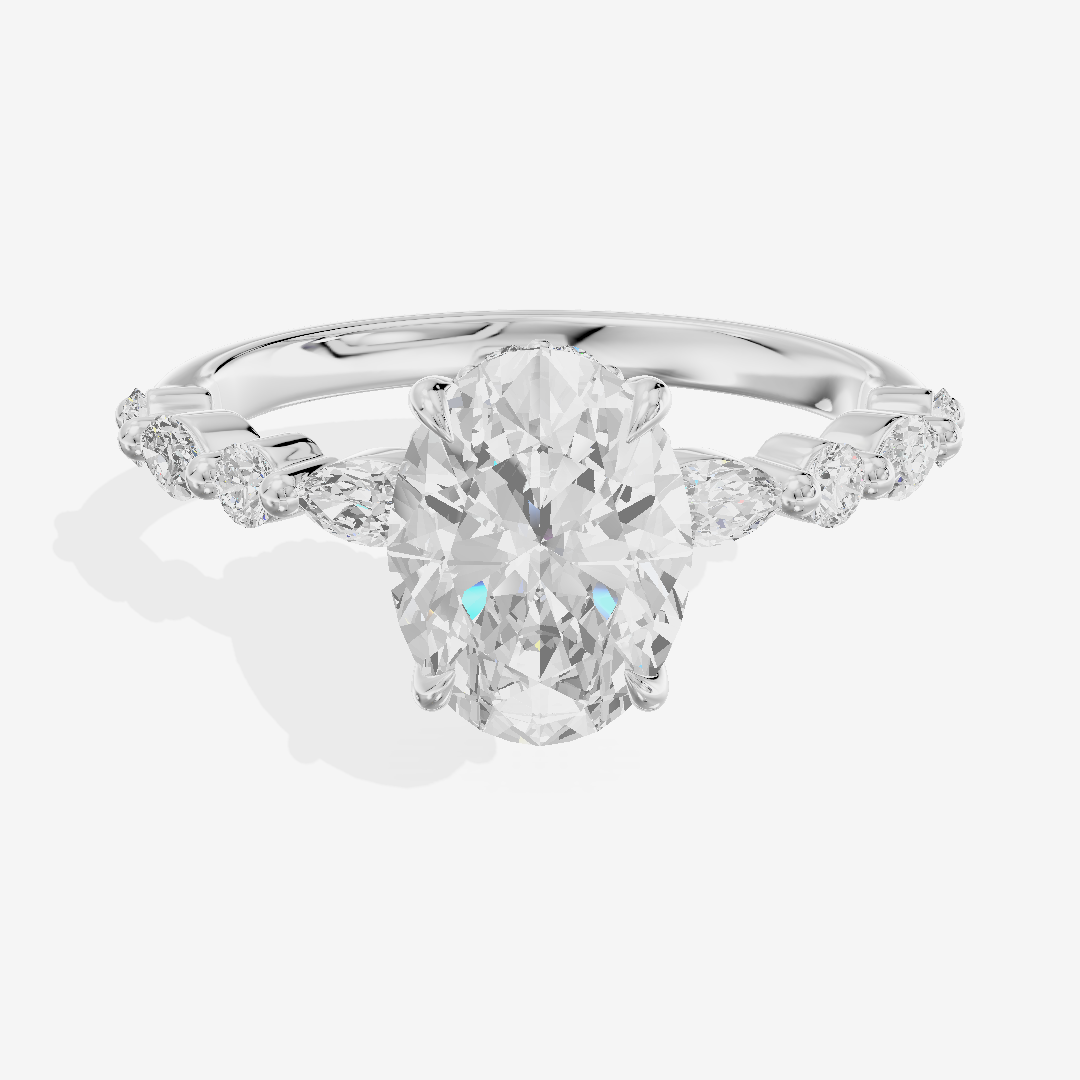 Adorae Pavé Oval Hidden Halo Engagement Ring (1/3 ct. tw.) in 14K White Gold