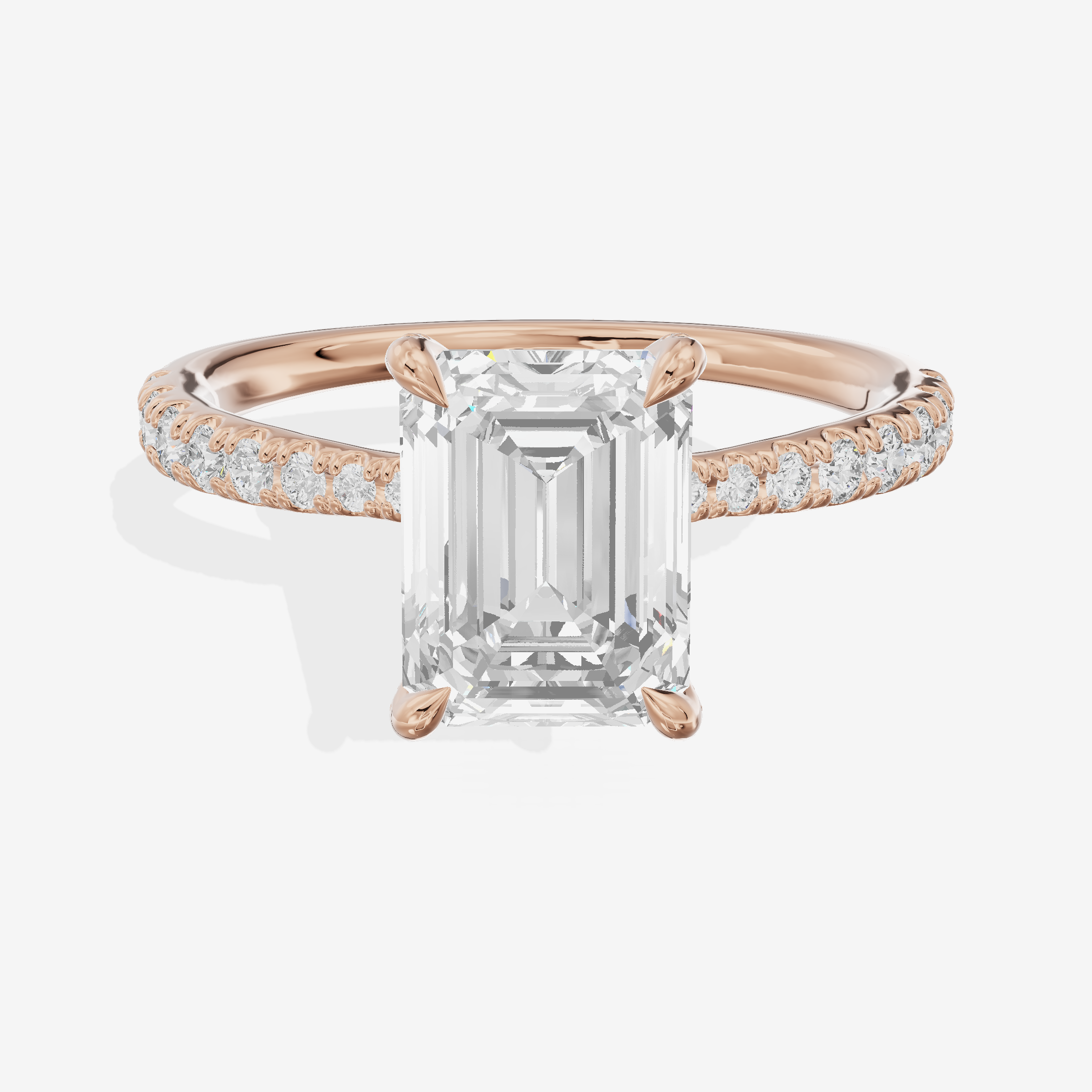 Whispered Lumera Emerald Engagement Ring with Side Stones (1/3 ct. tw.) in 18K Rose Gold