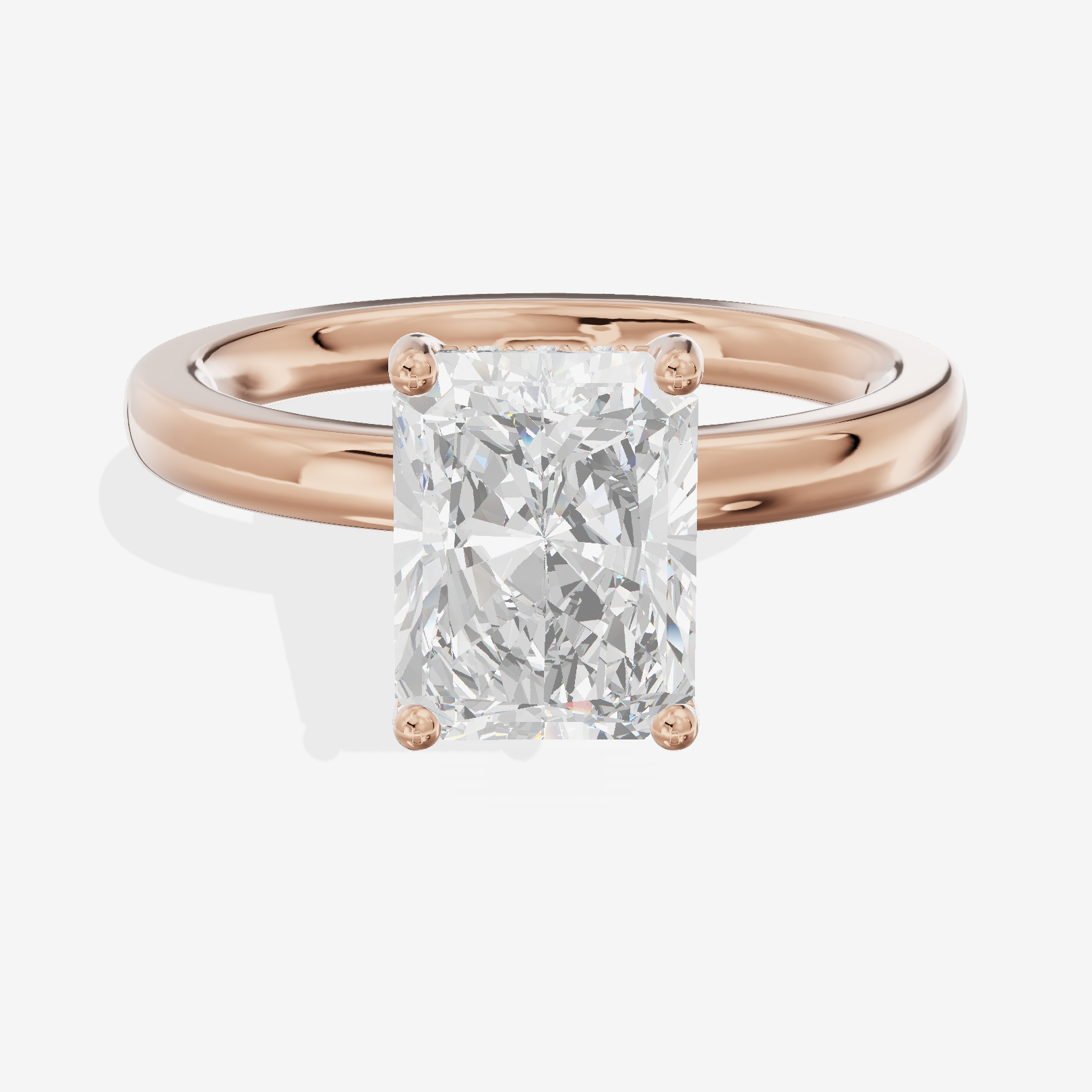 Reverya Radiant Hidden Halo Engagement Ring (1/15 ct. tw.) in 14K Rose Gold