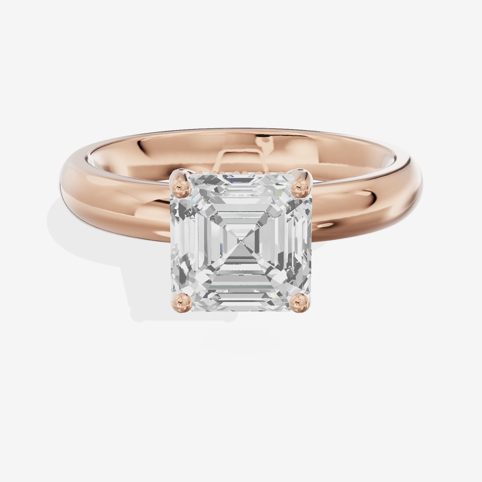 Triade Halo Asscher Engagement Ring (1/15 ct. tw.) in 18K Rose Gold