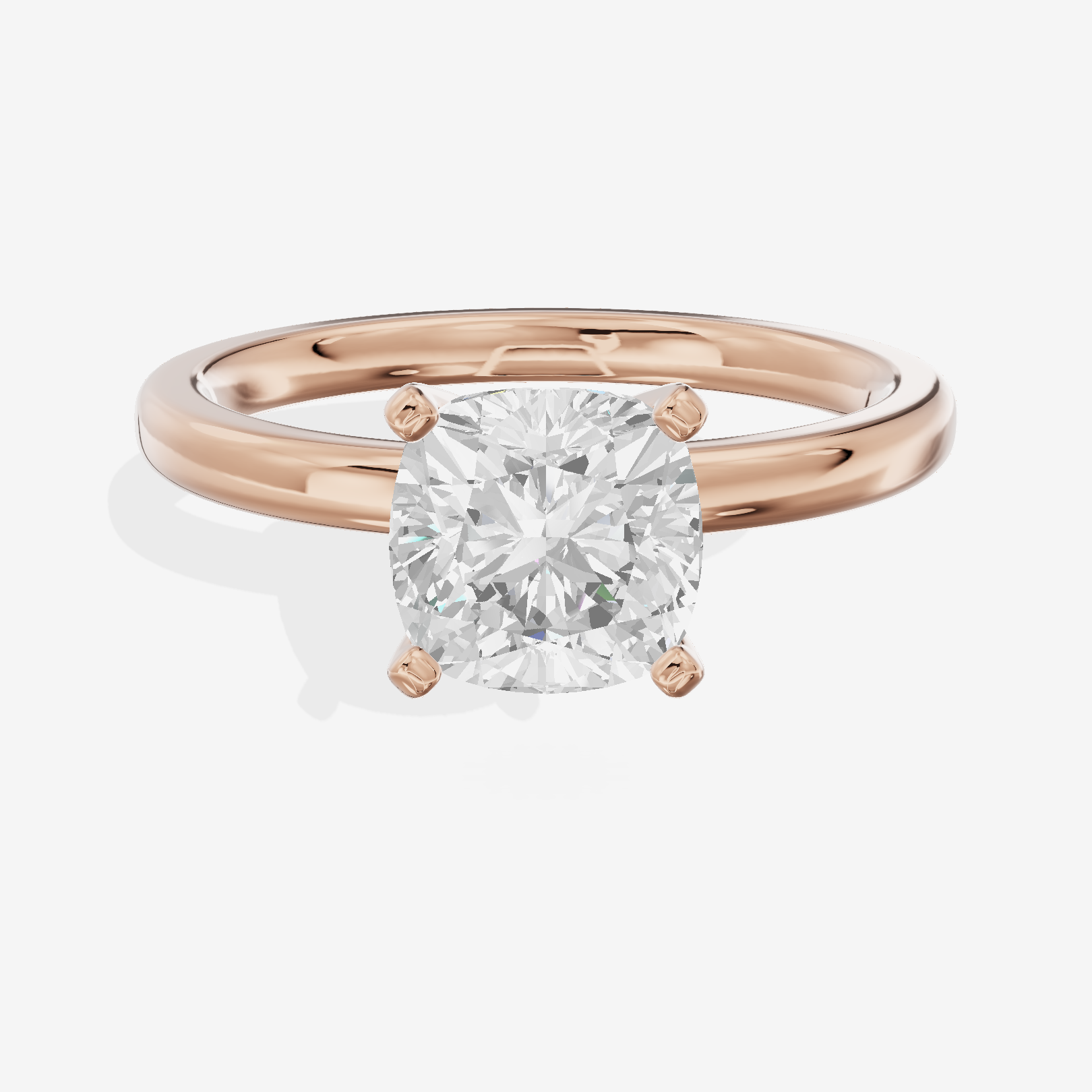 Sincere 2mm Cushion Solitaire Engagement Ring in 14K Rose Gold