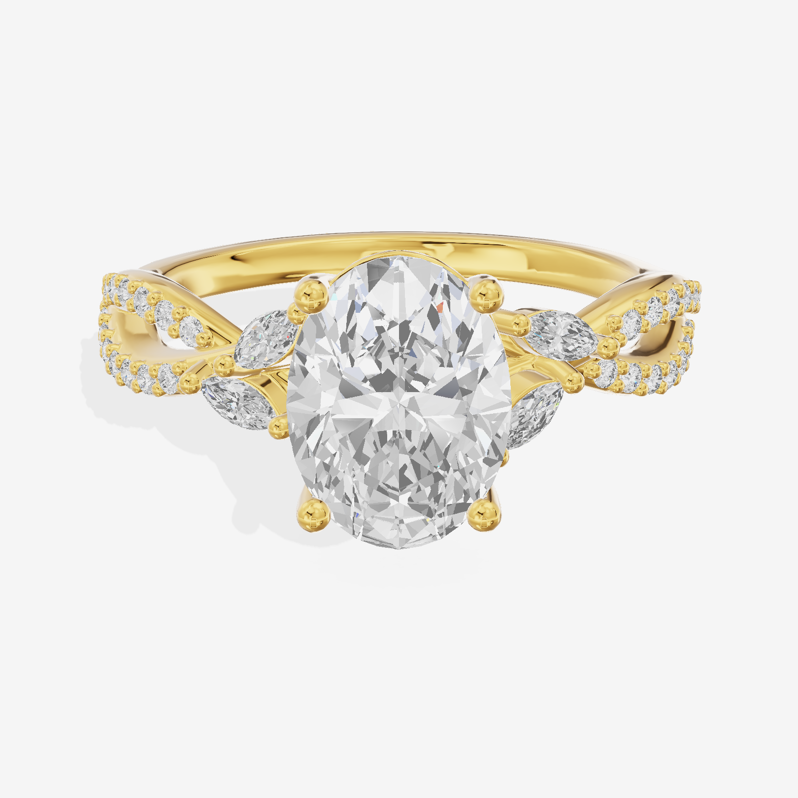Luxe Lumera Oval Engagement Ring with Side Stones (1/4 ct. tw.) in 18K Yellow Gold