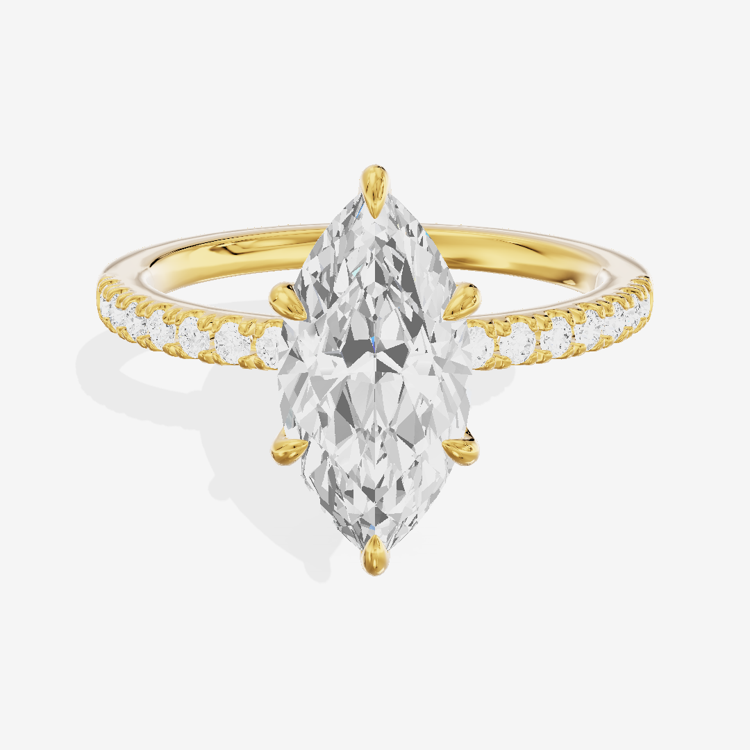 Promezza Cathedral Marquise Engagement Ring with Side Stones (1/6 ct. tw.) in 14K Yellow Gold