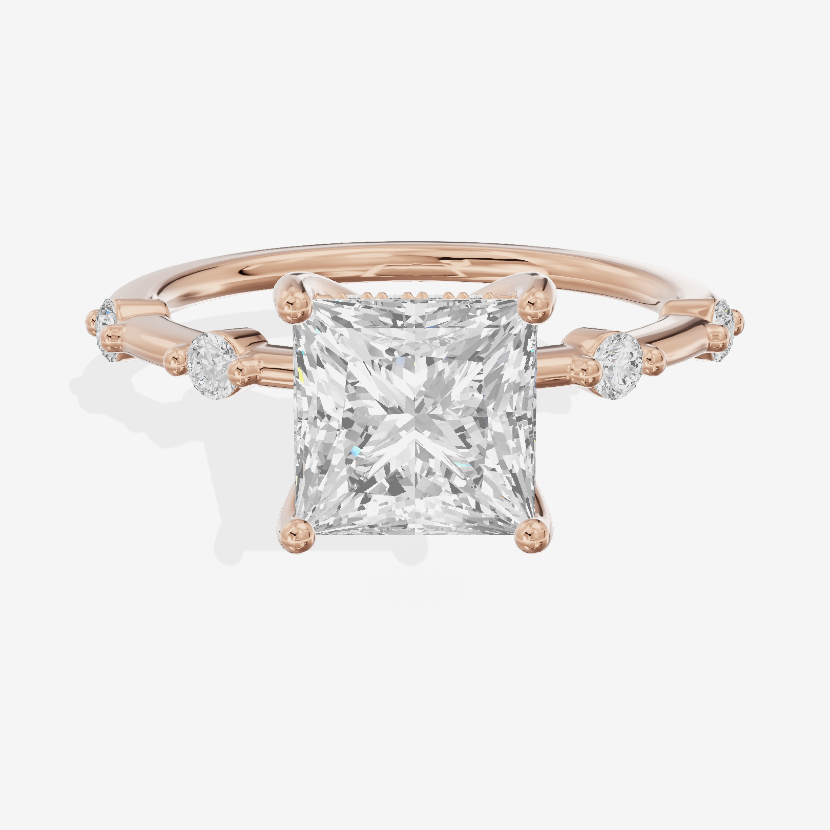 Selenia Princess Hidden Halo Engagement Ring (1/6 ct. tw.) in 18K Rose Gold