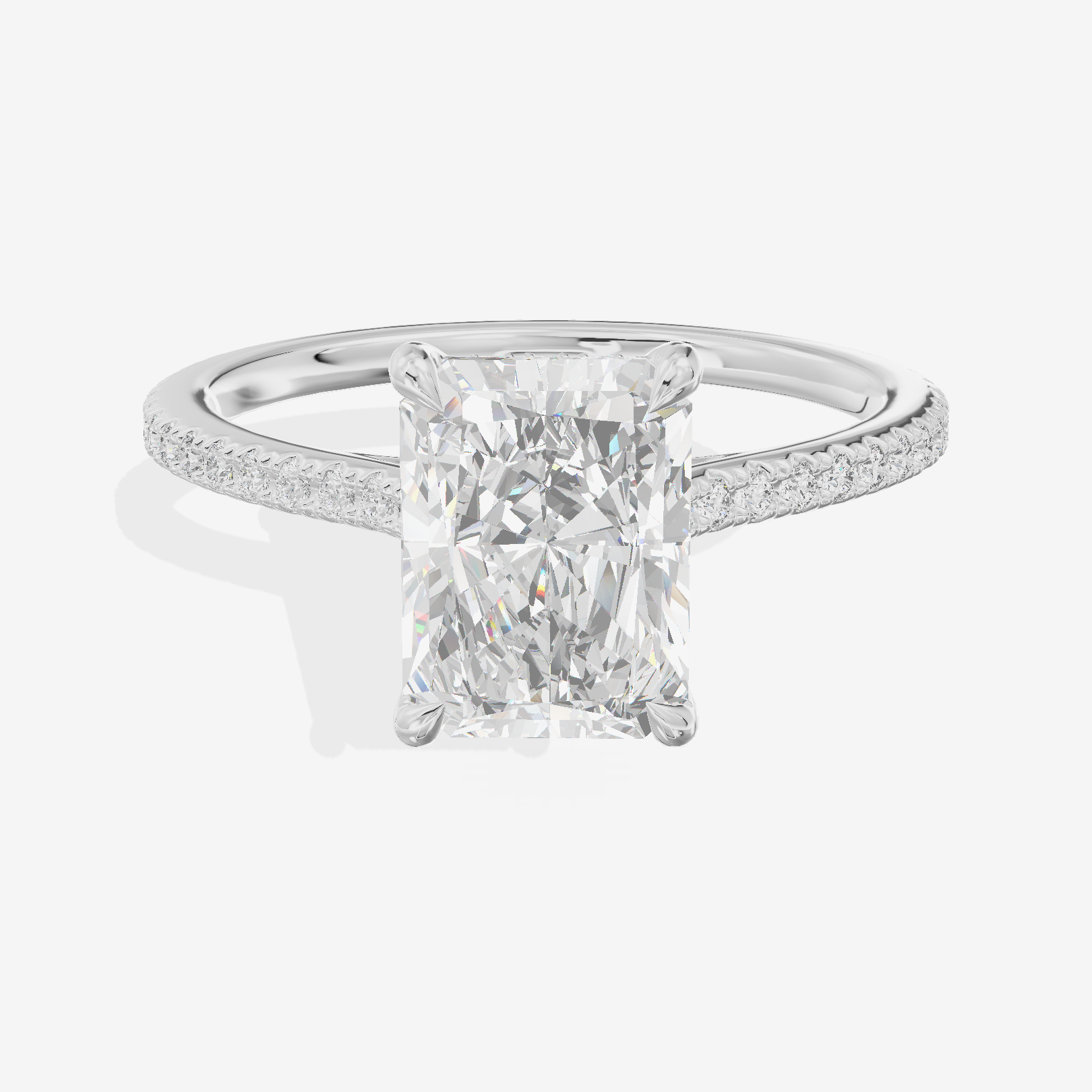 Luxe Aimora Radiant Engagement Ring with Side Stones (1/4 ct. tw.) in Platinum