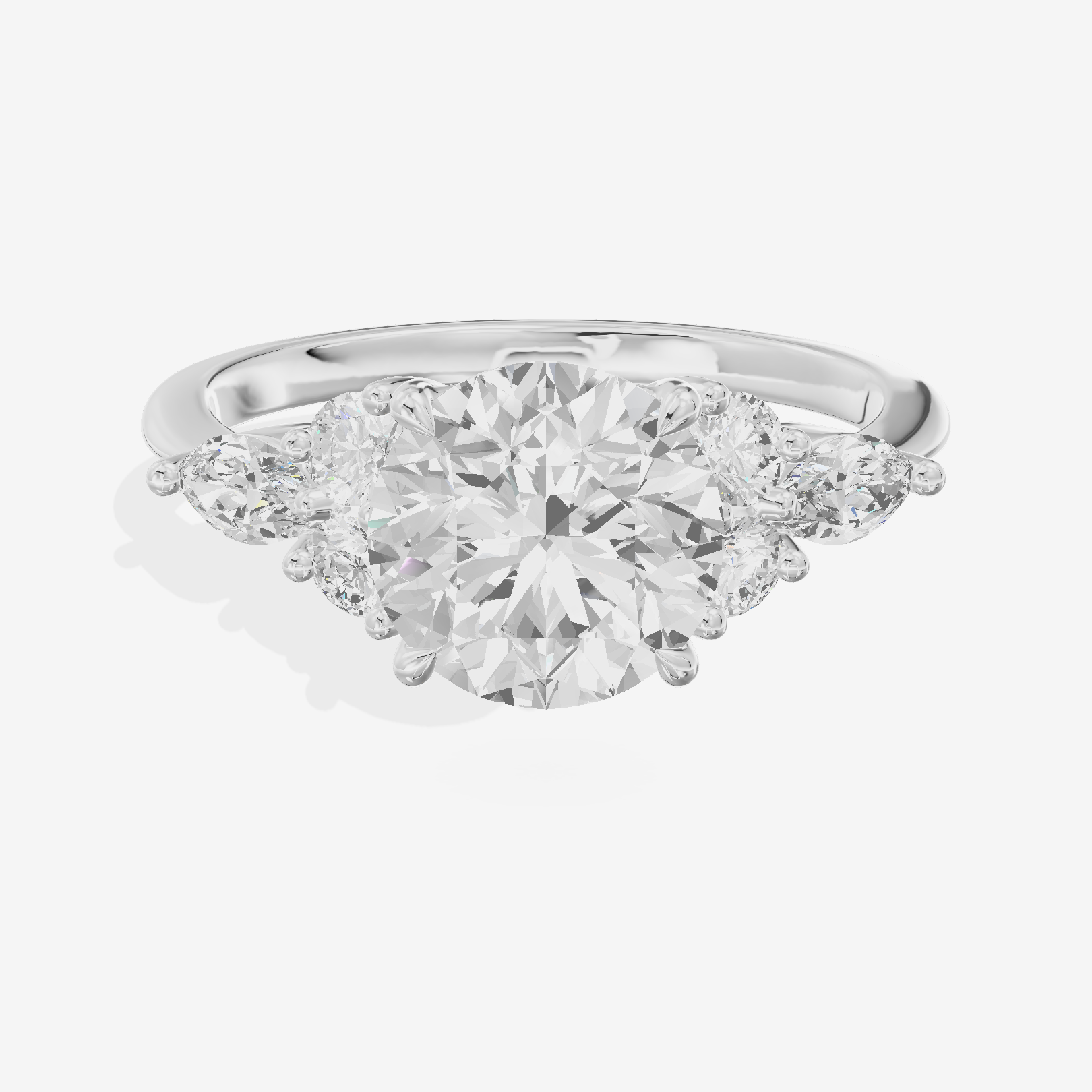 Petite Halcyon Round Engagement Ring with Side Stones (1/6 ct. tw.) in 18K White Gold
