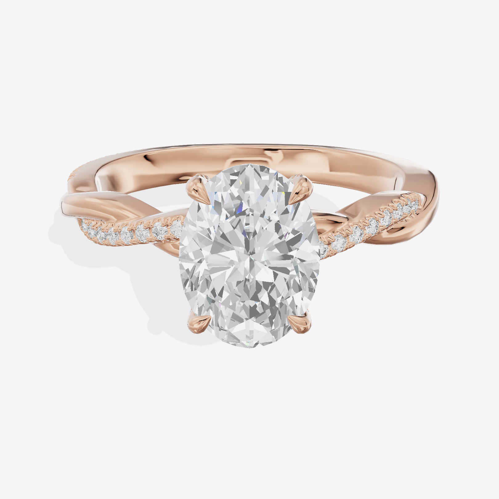 Petite Adorae Oval Hidden Halo Engagement Ring (1/5 ct. tw.) in 18K Rose Gold