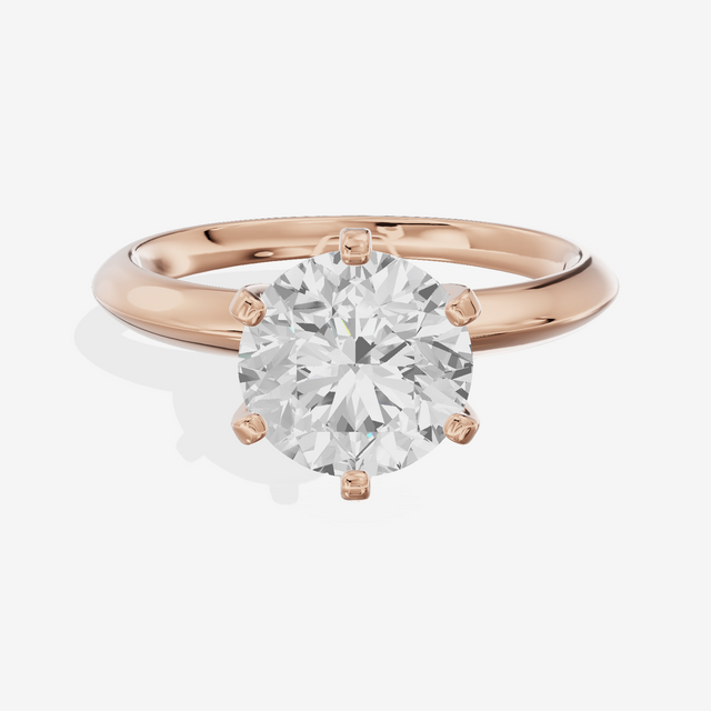 Classic Vowsae 2.5mm Round Six-Prong Engagement Ring in 18K Rose Gold