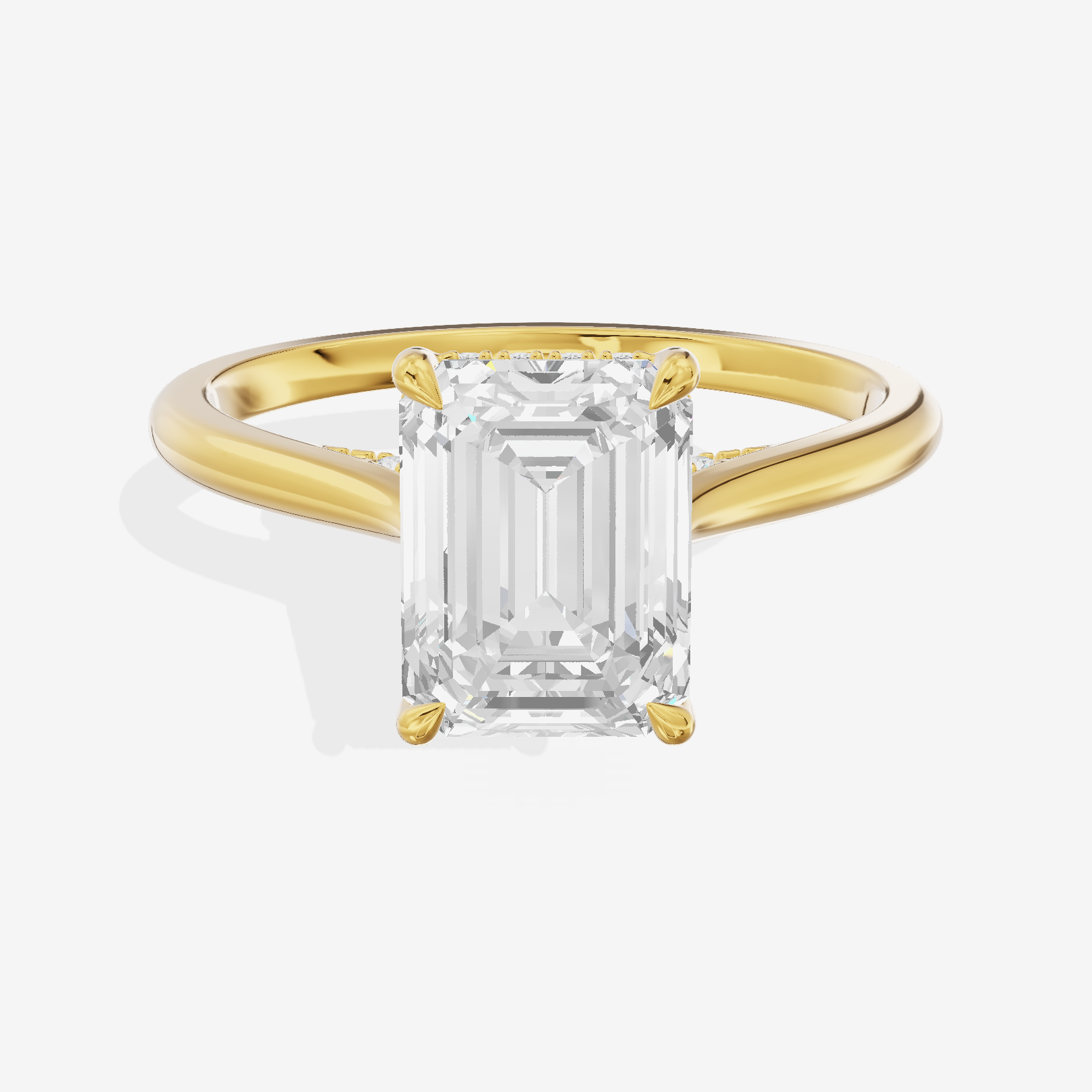 Grand Linger Emerald Engagement Ring with Side Stones (1/10 ct. tw.) in 14K Yellow Gold