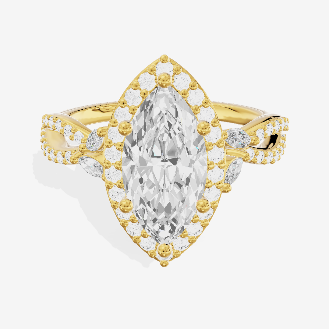 Luxe Reverya Marquise Hidden Halo Engagement Ring (2/5 ct. tw.) in 18K Yellow Gold