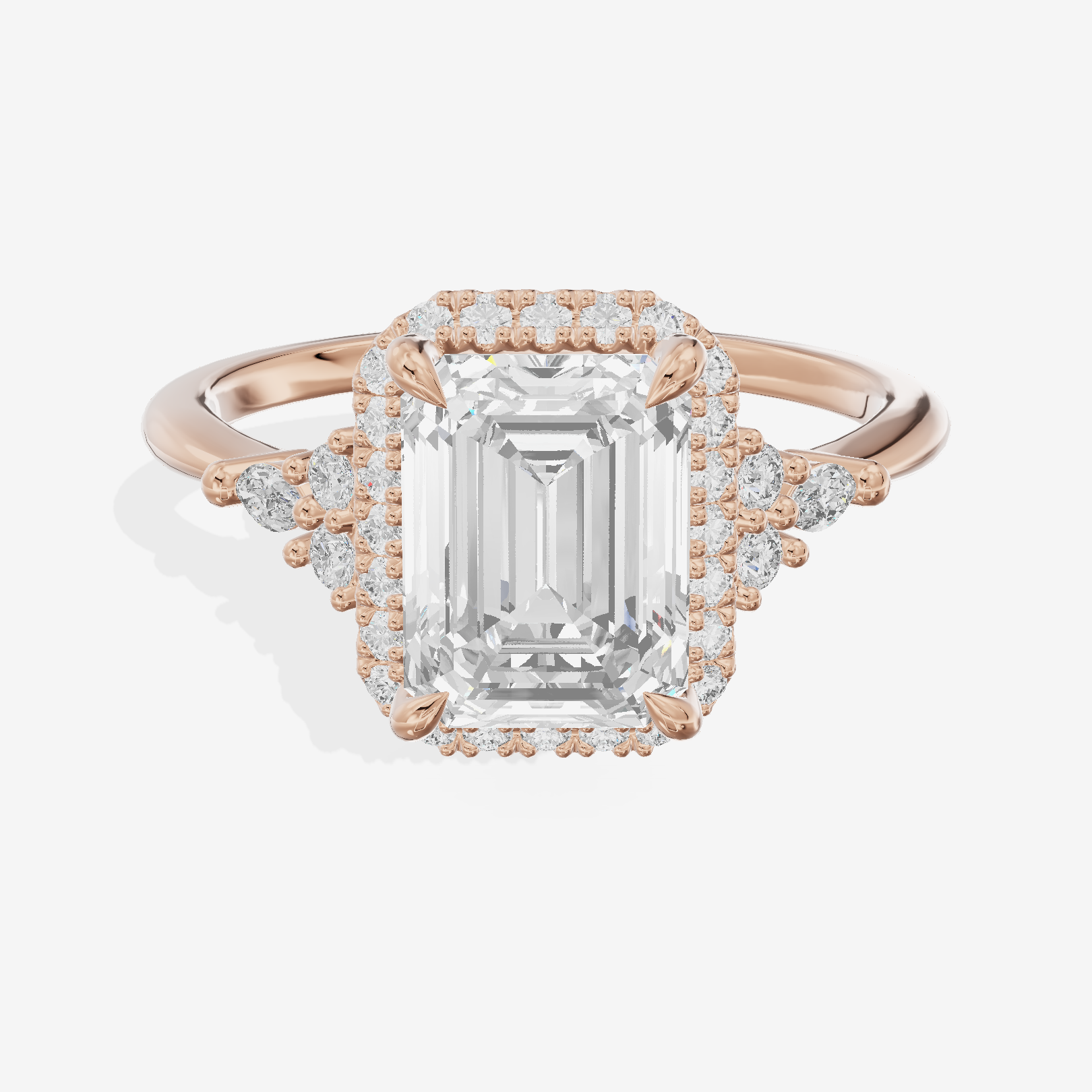 Clusta Halo Emerald Engagement Ring (1/2 ct. tw.) in 14K Rose Gold