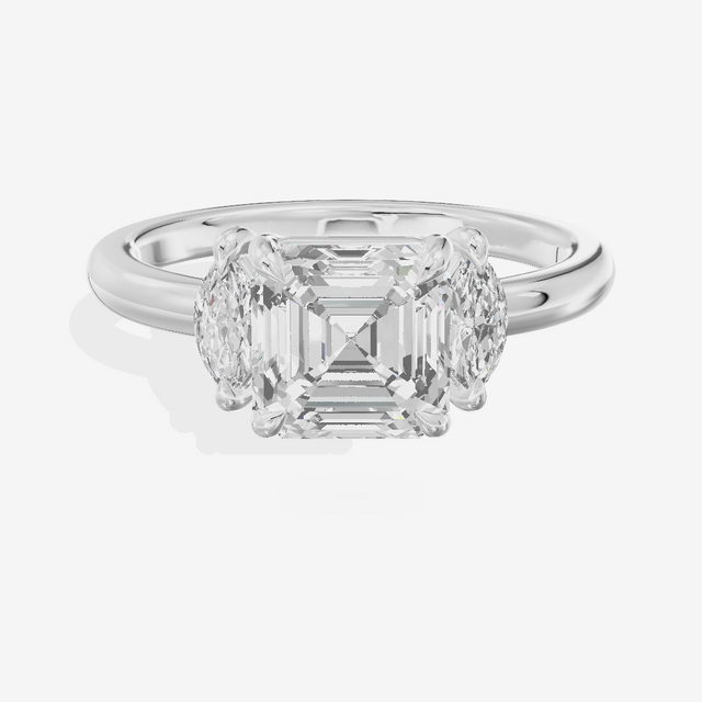 Classic Sincere Three Stone Asscher Engagement Ring (1/3 ct. tw.) in 18K White Gold