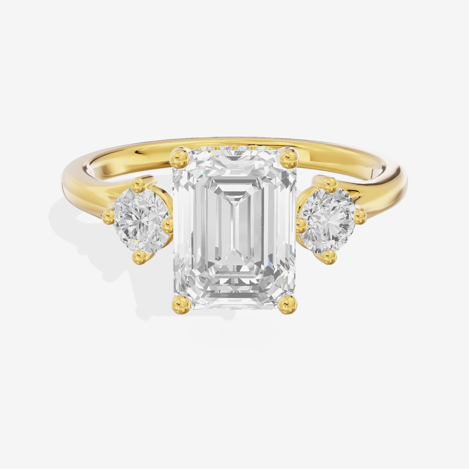 Luxe Solea Three Stone Emerald Engagement Ring (1/3 ct. tw.) in 14K Yellow Gold