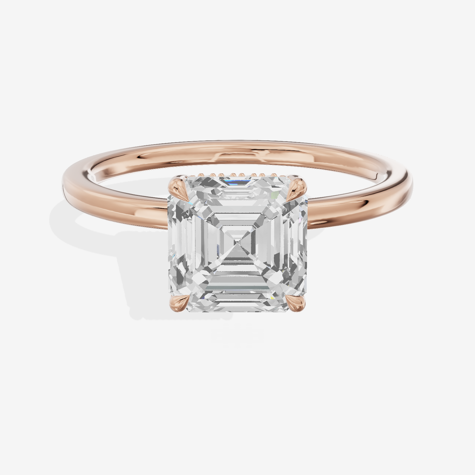 Tender Aimora Asscher Engagement Ring with Hidden Halos (1/20 ct. tw.) in 14K Rose Gold