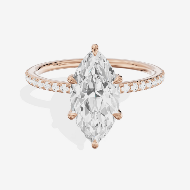 Bowed Sincere Marquise Engagement Ring with Side Stones (1/4 ct. tw.) in 18K Rose Gold