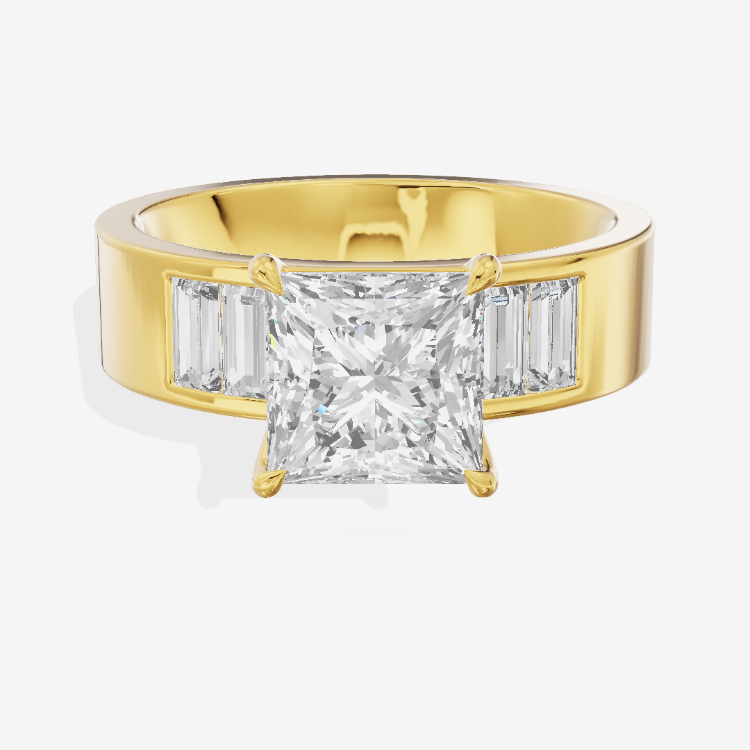 Grand Sincere Princess Engagement Ring with Side Stones (3/5 ct. tw.) in 18K Yellow Gold