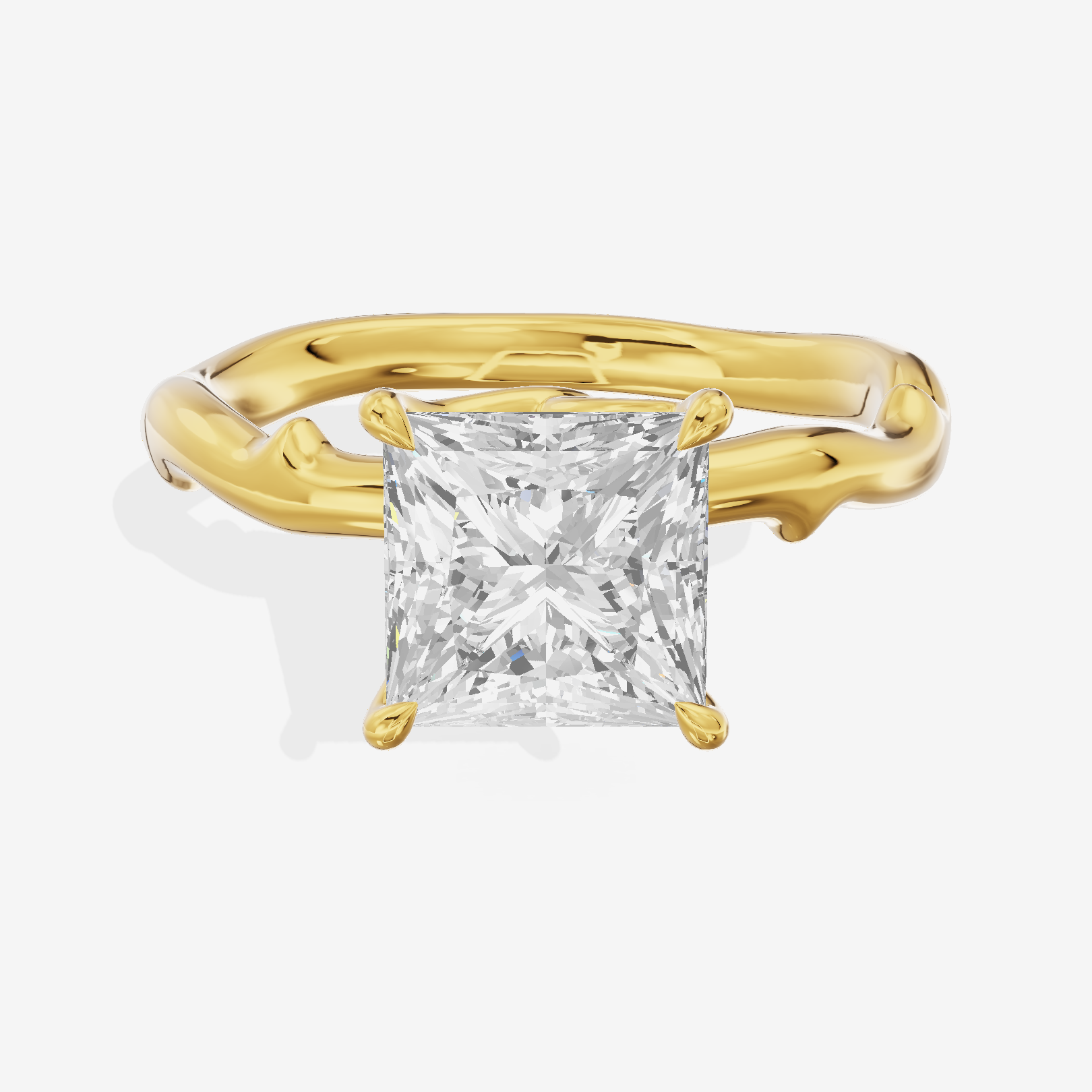 Vowsae Cathedral 2.2mm Princess Solitaire Engagement Ring in 18K Yellow Gold