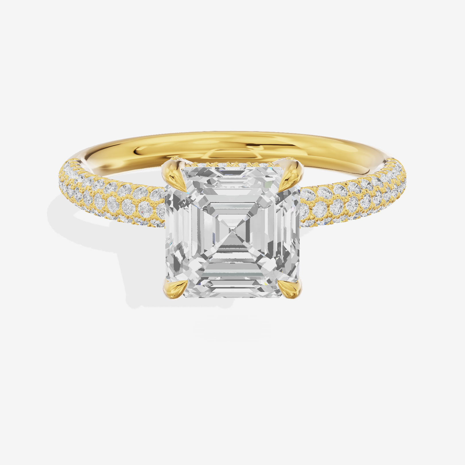 Modern Selenia Asscher Engagement Ring with Side Stones (1/6 ct. tw.) in 18K Yellow Gold