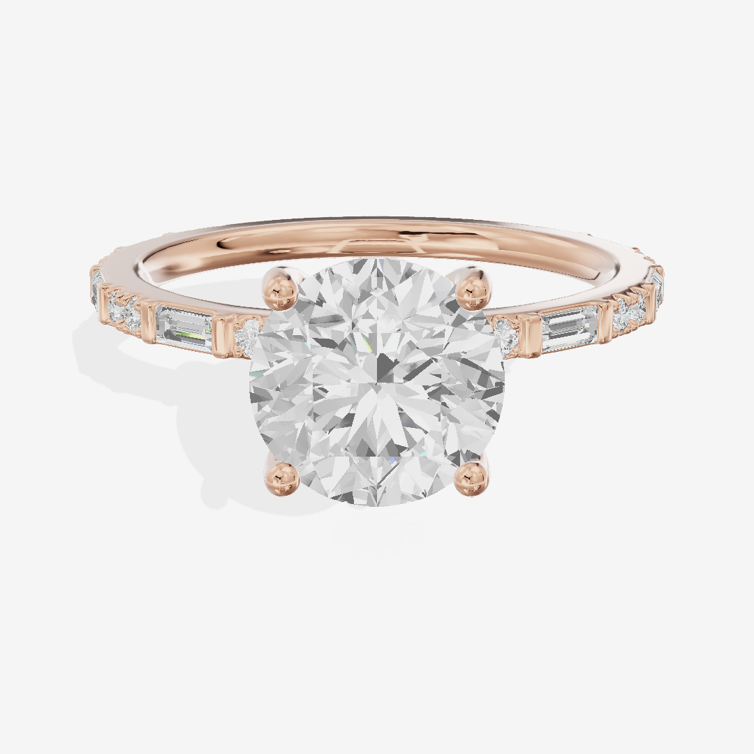 Twine Cathedral 1.8mm Round Solitaire Engagement Ring (1/2 ct. tw.) in 18K Rose Gold