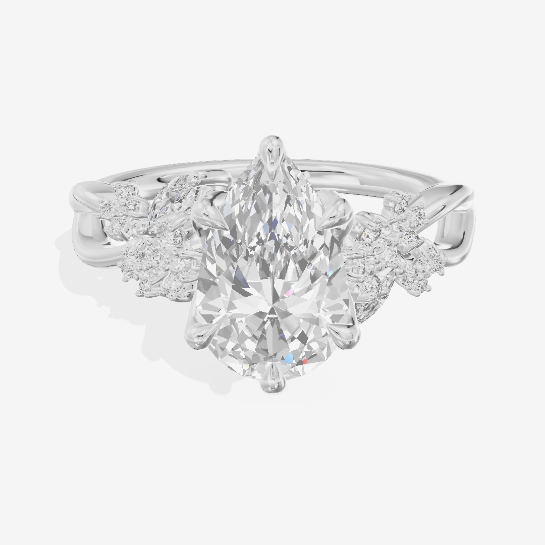 Classic Lightwoven Pear Engagement Ring with Side Stones (1/4 ct. tw.) in Platinum