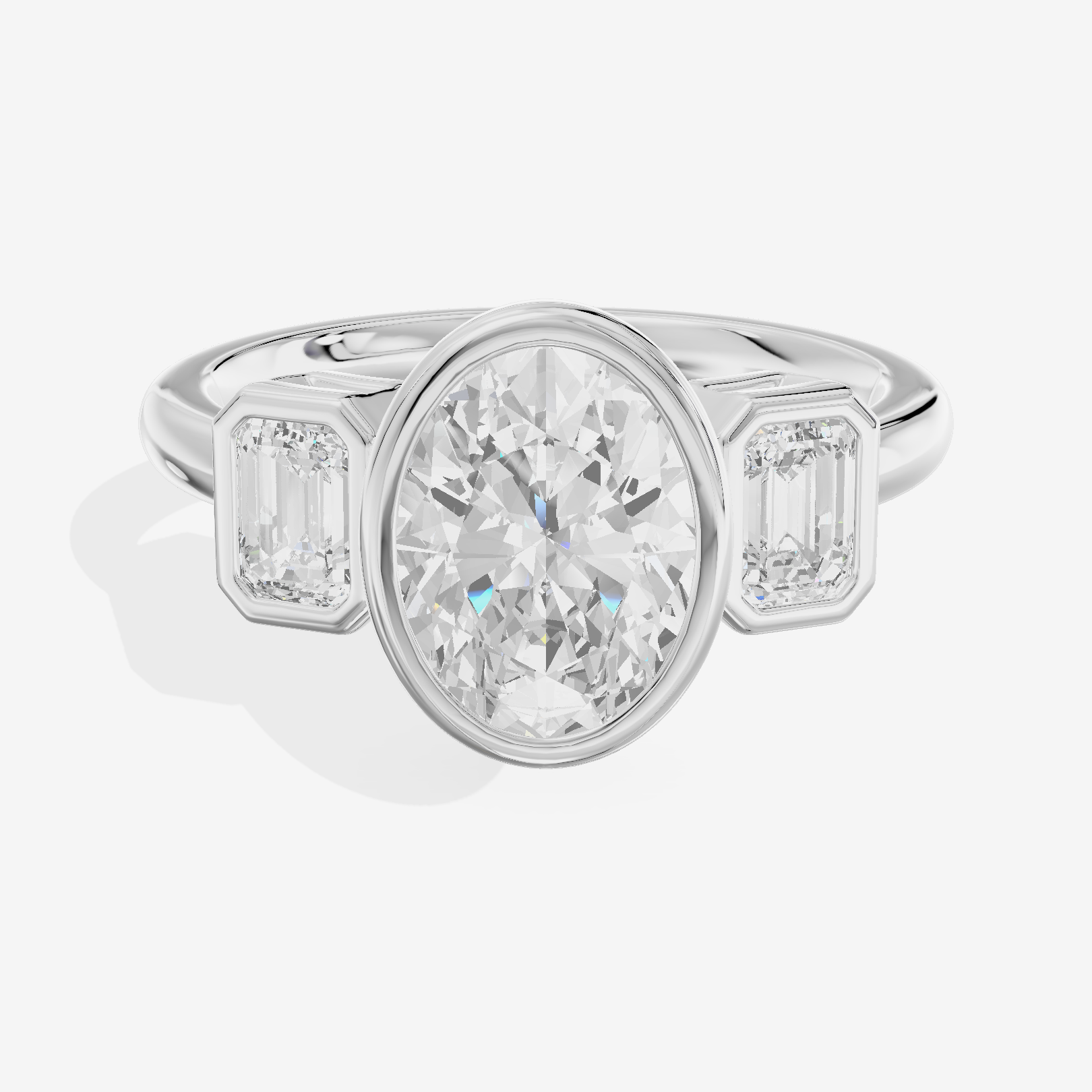 Vintage Sincere Three Stone Oval Engagement Ring (1/2 ct. tw.) in 14K White Gold
