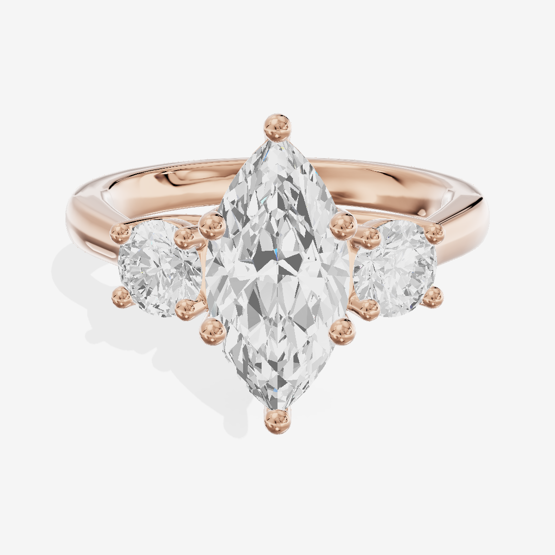 Petite Selenia Three Stone Marquise Engagement Ring (1/3 ct. tw.) in 18K Rose Gold