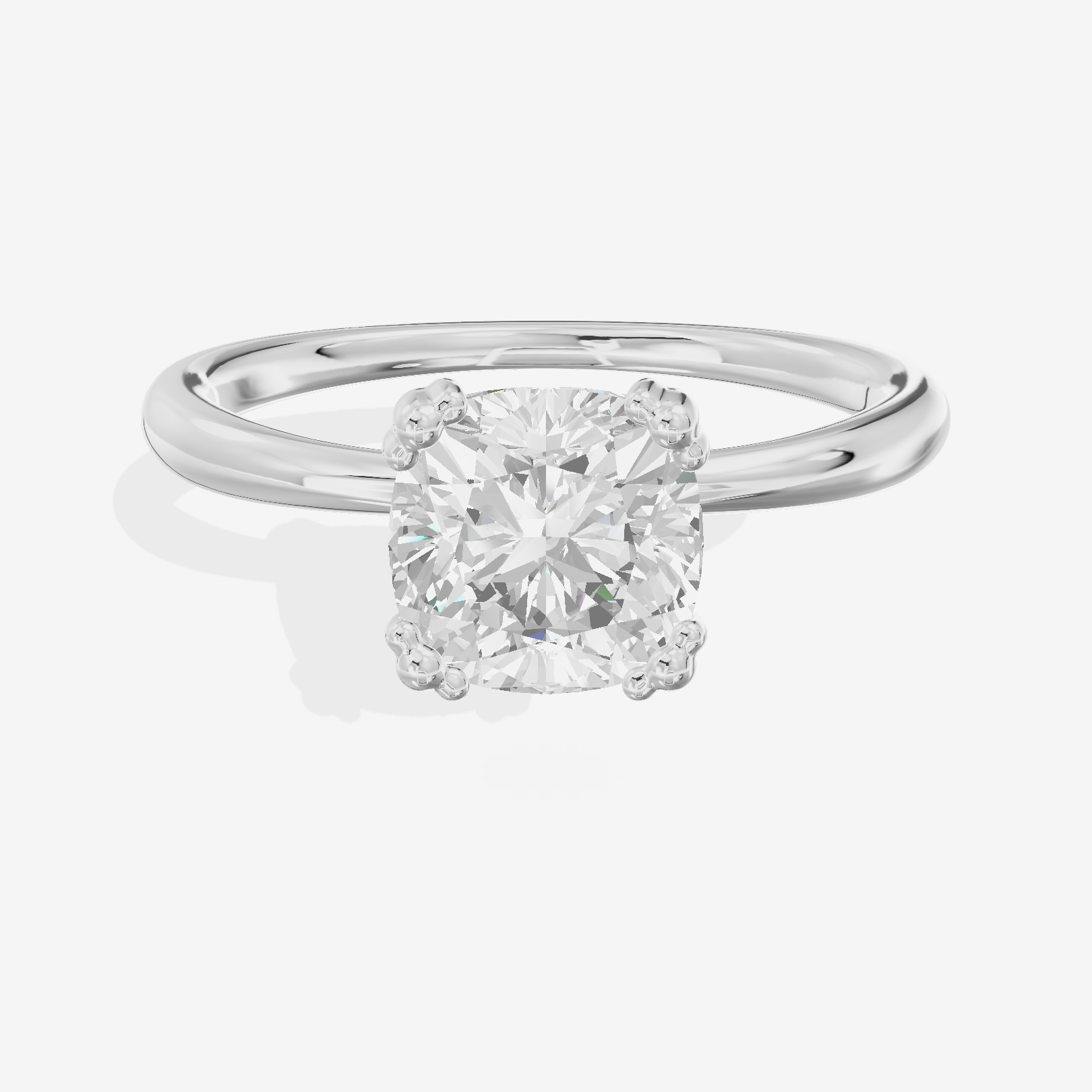 Classic Tender Cushion Solitaire Engagement Ring in 14K White Gold