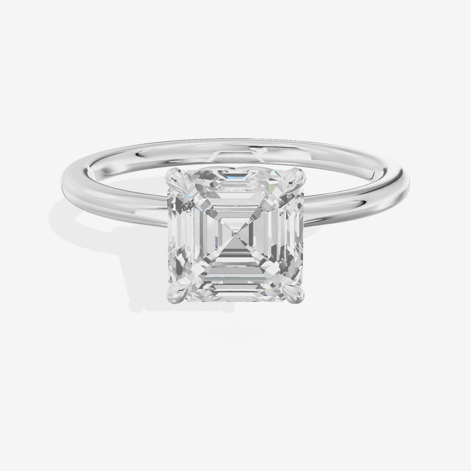 Coeurine Solitaire 1.8mm Asscher Solitaire Engagement Ring in 14K White Gold
