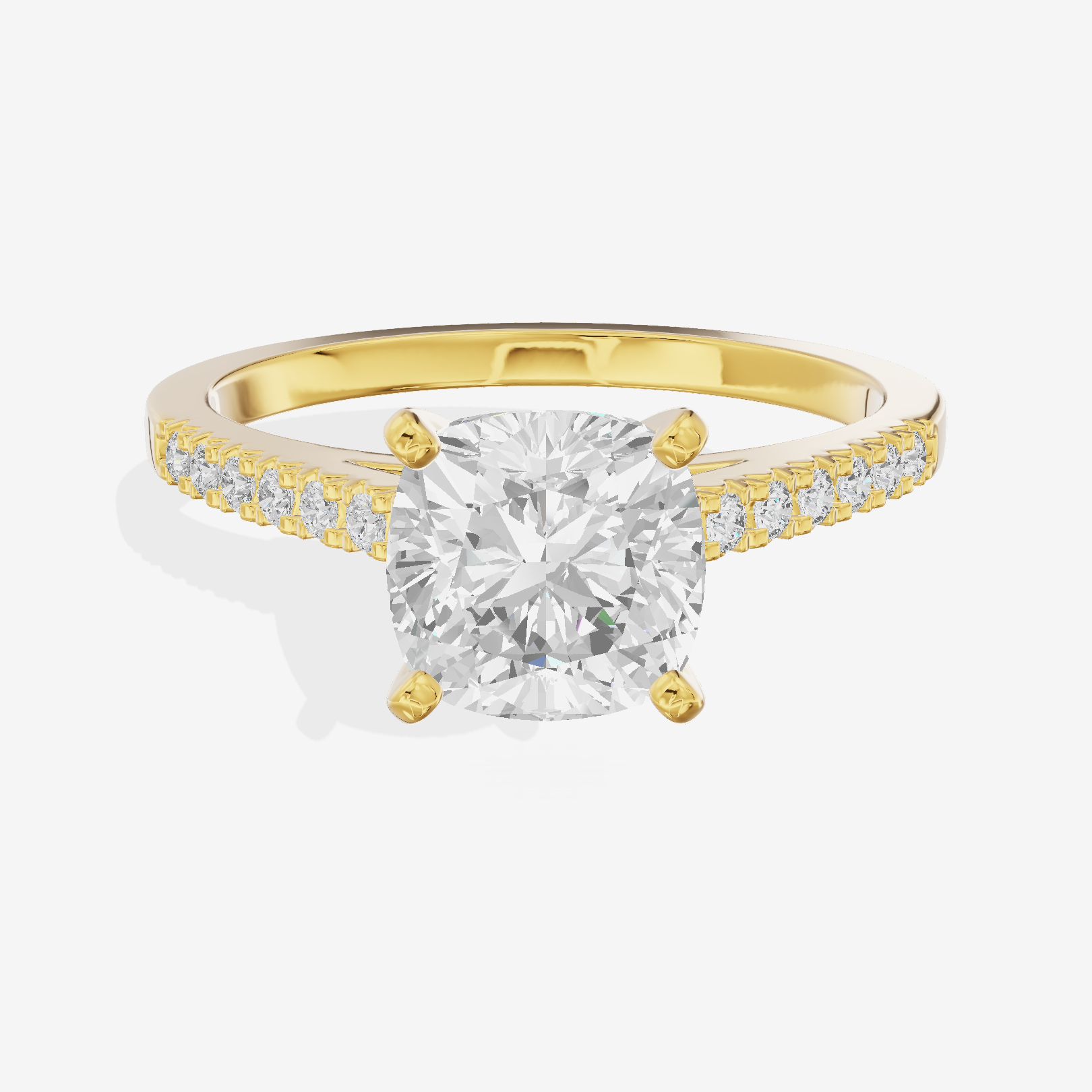 Sworn Vowsae Cushion Engagement Ring with Side Stones (1/10 ct. tw.) in 18K Yellow Gold