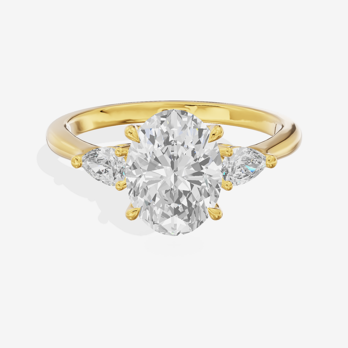 Petite Aimora Three Stone Oval Engagement Ring (1/4 ct. tw.) in 18K Yellow Gold