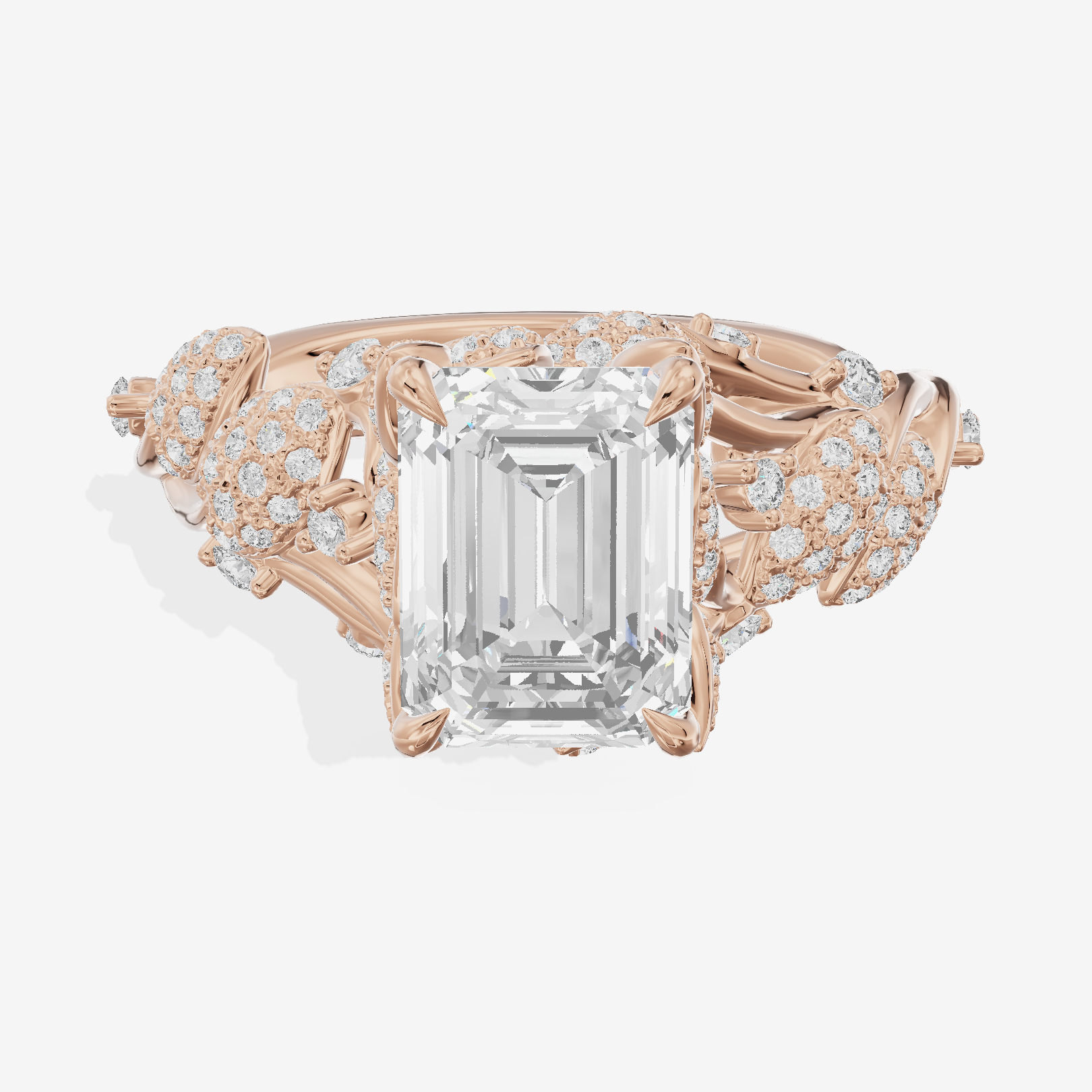 Modern Linger Emerald Engagement Ring with Side Stones (3/4 ct. tw.) in 18K Rose Gold