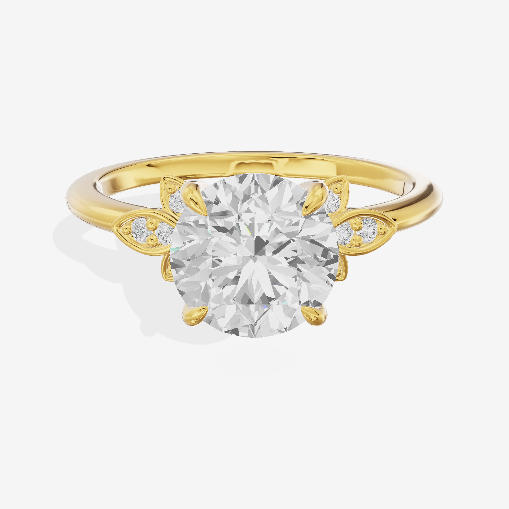 Trellise Round Engagement Ring with Side Stones (1/20 ct. tw.) in 14K Yellow Gold