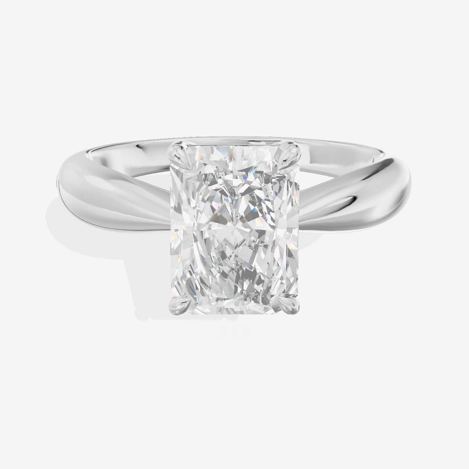 Aimora Trellis 2mm Radiant Solitaire Engagement Ring in 14K White Gold