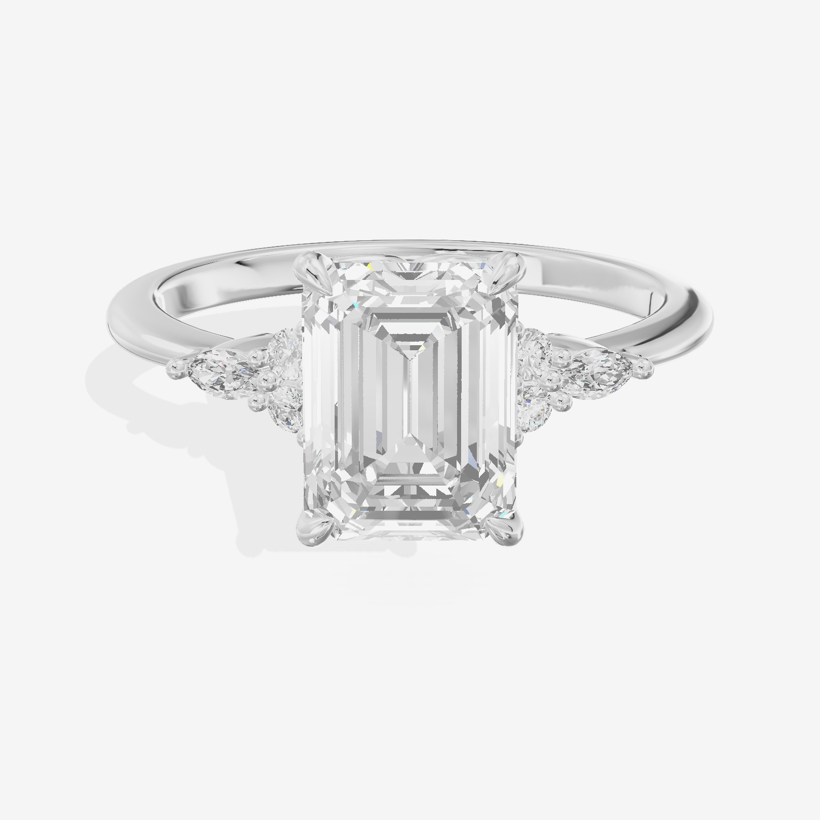 Luxe Tender Emerald Engagement Ring with Side Stones (1/8 ct. tw.) in Platinum