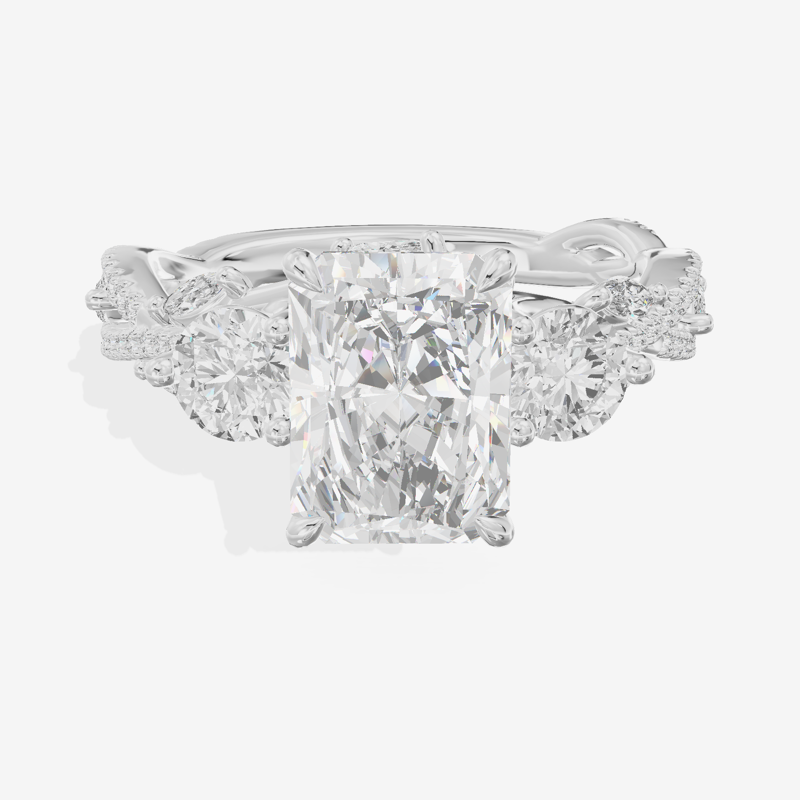 Classic Coeurine Three Stone Radiant Engagement Ring (3/5 ct. tw.) in 14K White Gold