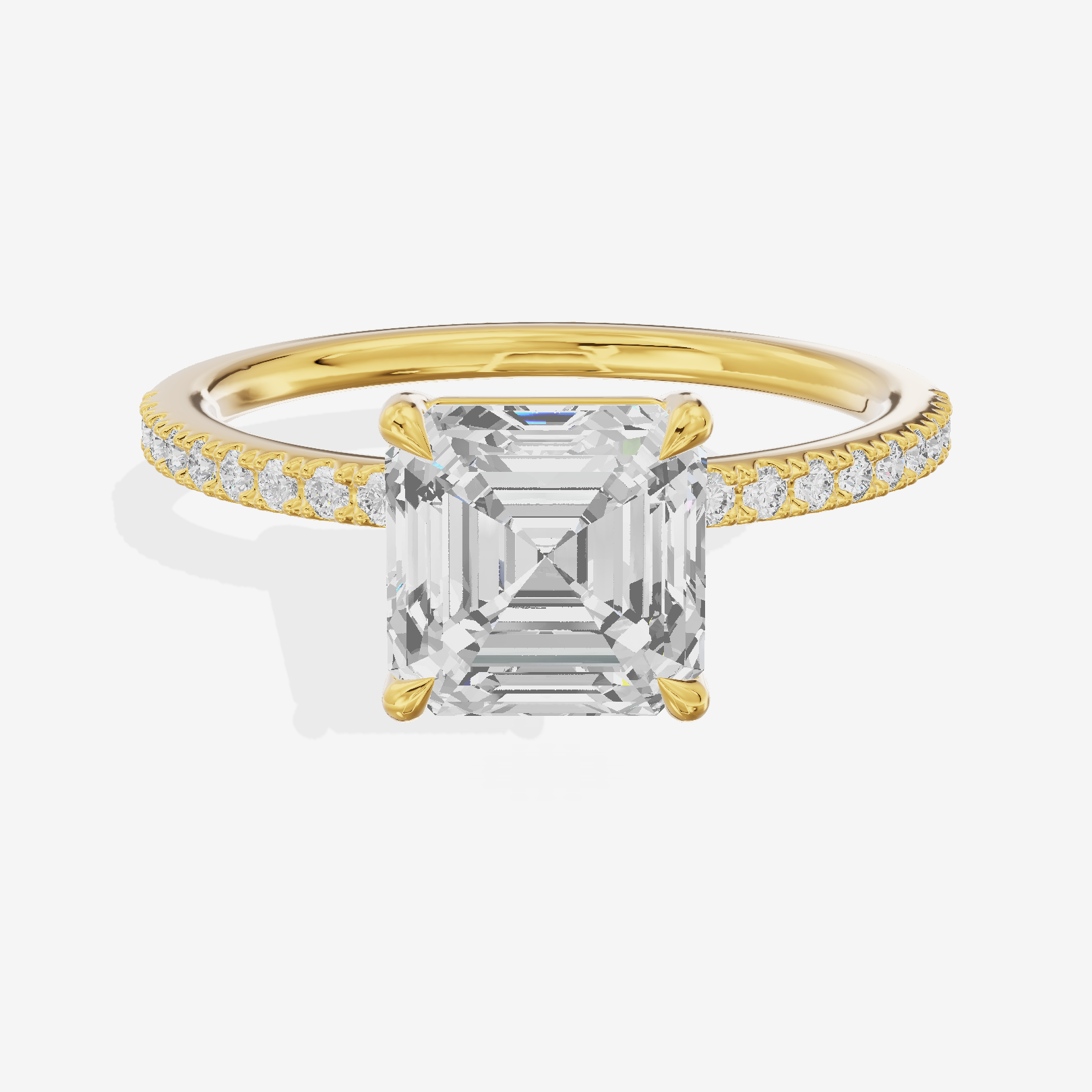 Tender Vowsae Asscher Engagement Ring with Side Stones (1/8 ct. tw.) in 14K Yellow Gold