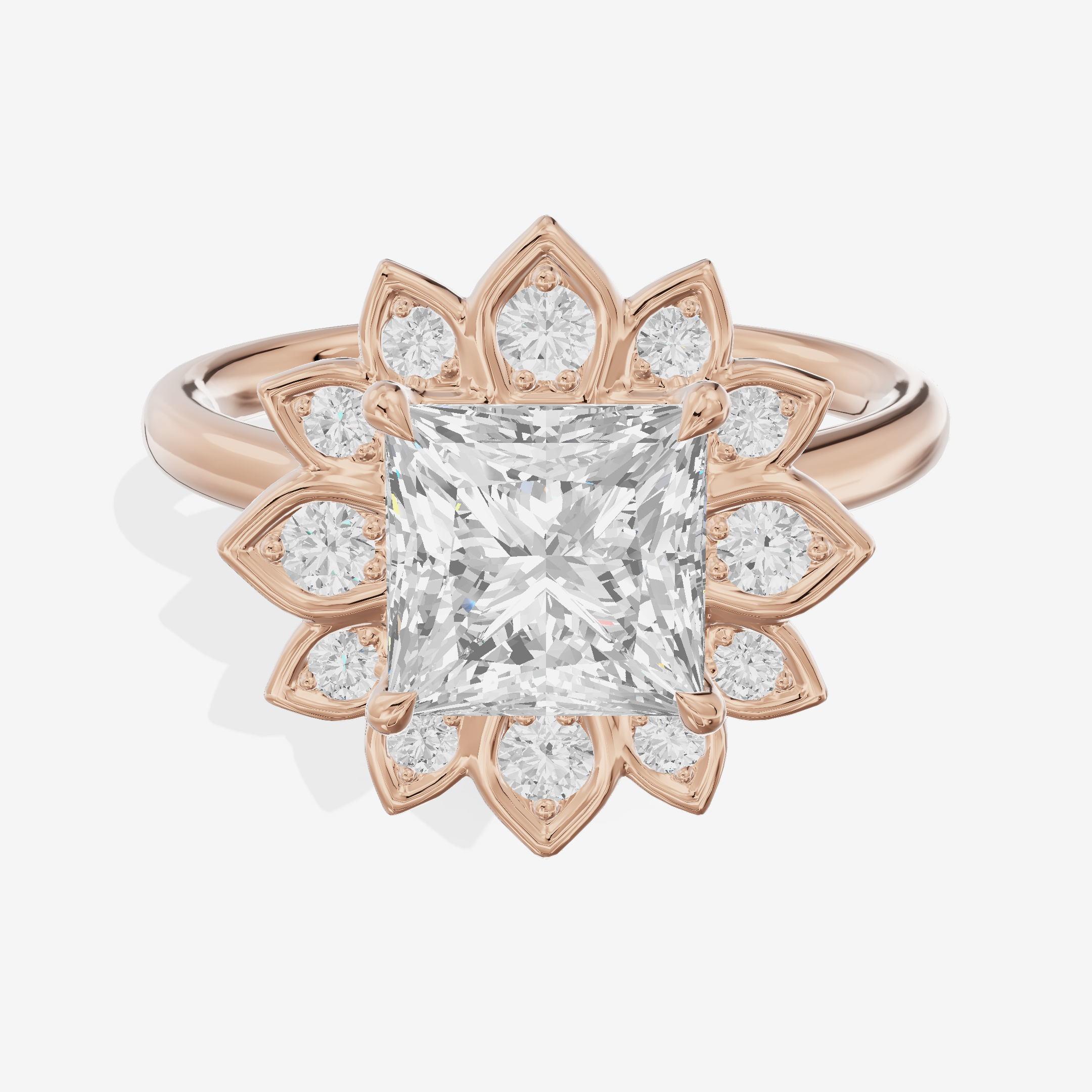 Solea Princess Halo Engagement Ring (3/4 ct. tw.) in 18K Rose Gold