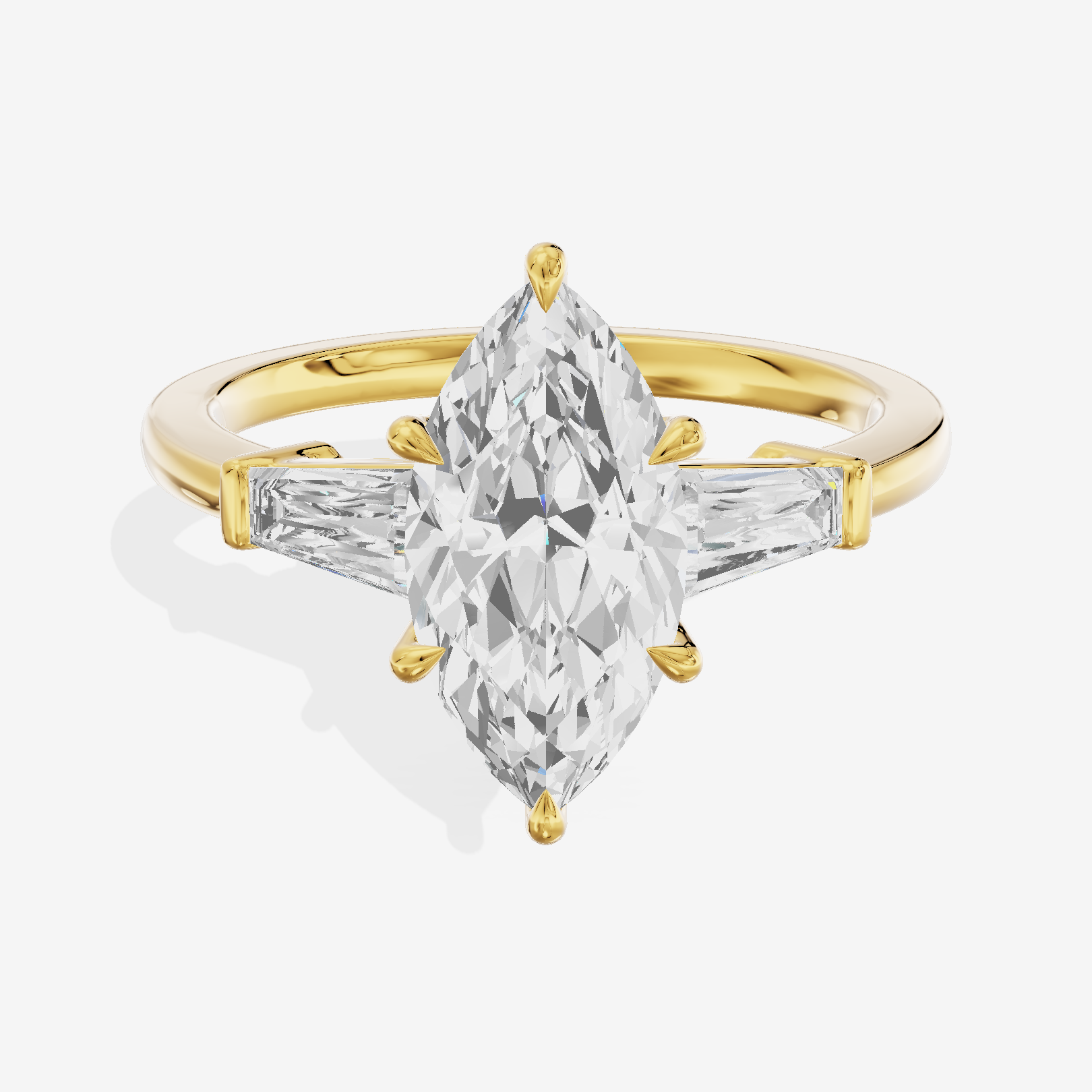 Vintage Coeurine Three Stone Marquise Engagement Ring (1/2 ct. tw.) in 18K Yellow Gold