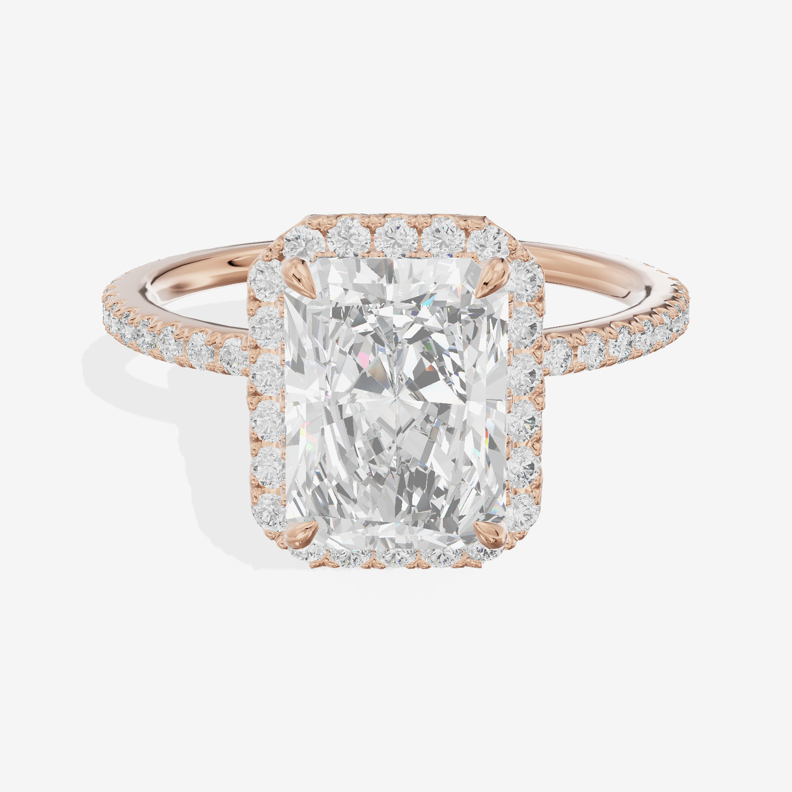 Selenia Radiant Hidden Halo Engagement Ring (1/6 ct. tw.) in 18K Rose Gold