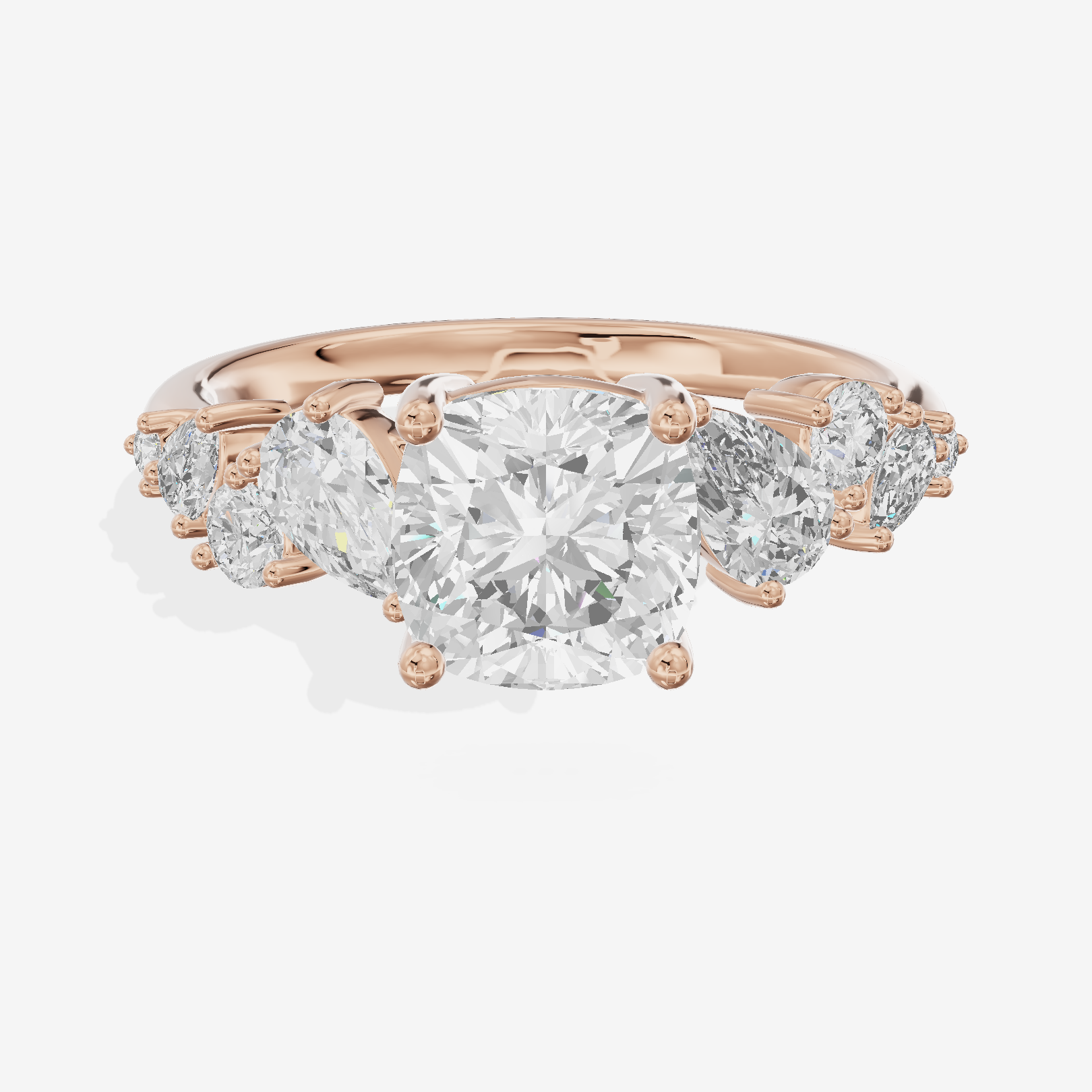 Petite Liviana 2mm Cushion Three Stone Engagement Ring (1/2 ct. tw.) in 18K Rose Gold
