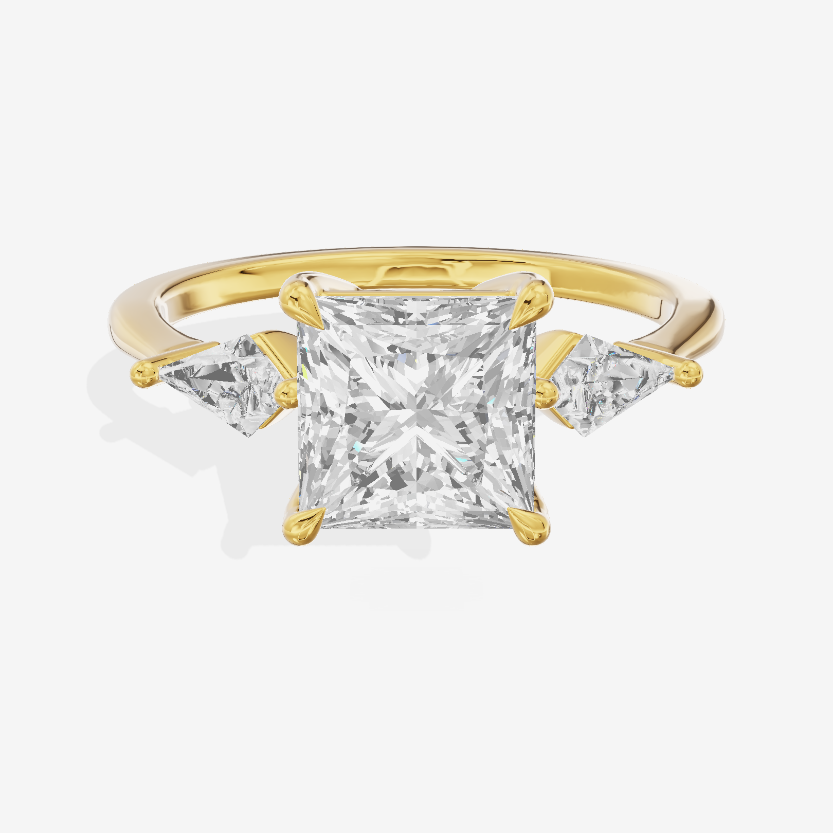 Luxe Maia Three Stone Princess Engagement Ring (1/3 ct. tw.) in 18K Yellow Gold